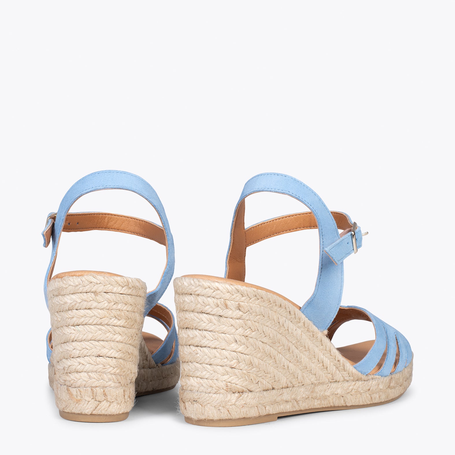OYAMBRE - Sandalias con cuña de esparto Cangrejera AZUL