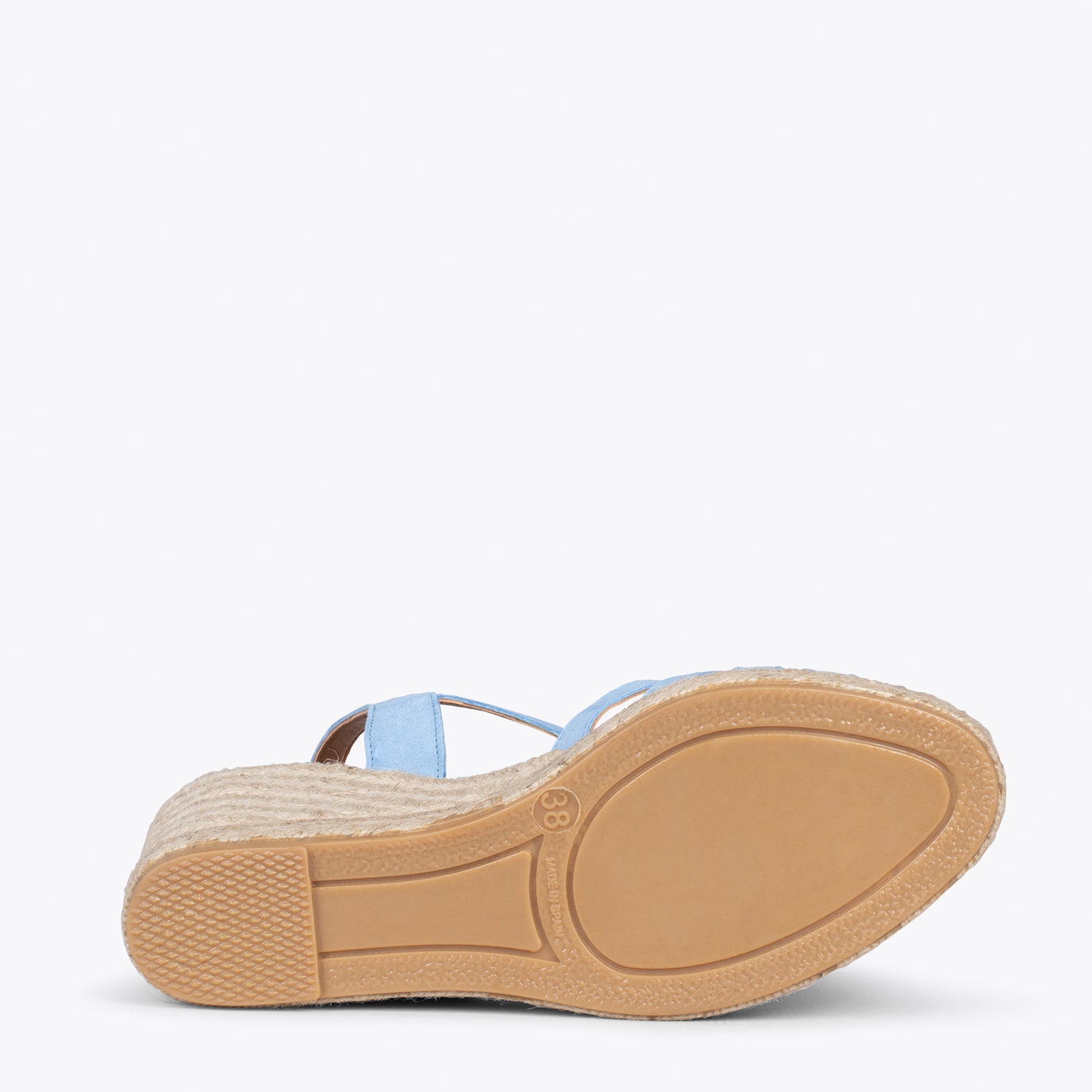 OYAMBRE - Sandalias con cuña de esparto Cangrejera AZUL