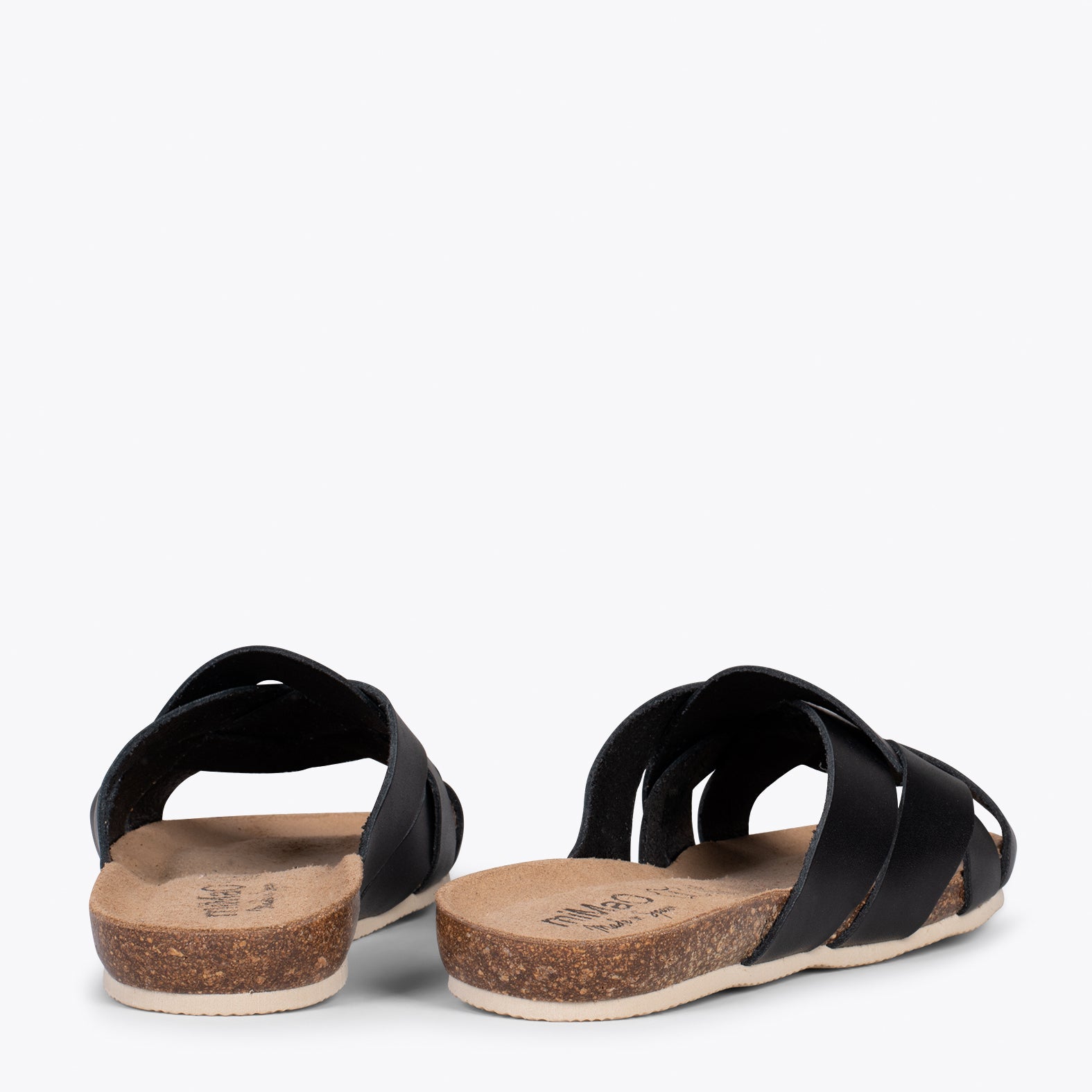 DALIA – Sandalias planas de color NEGRO