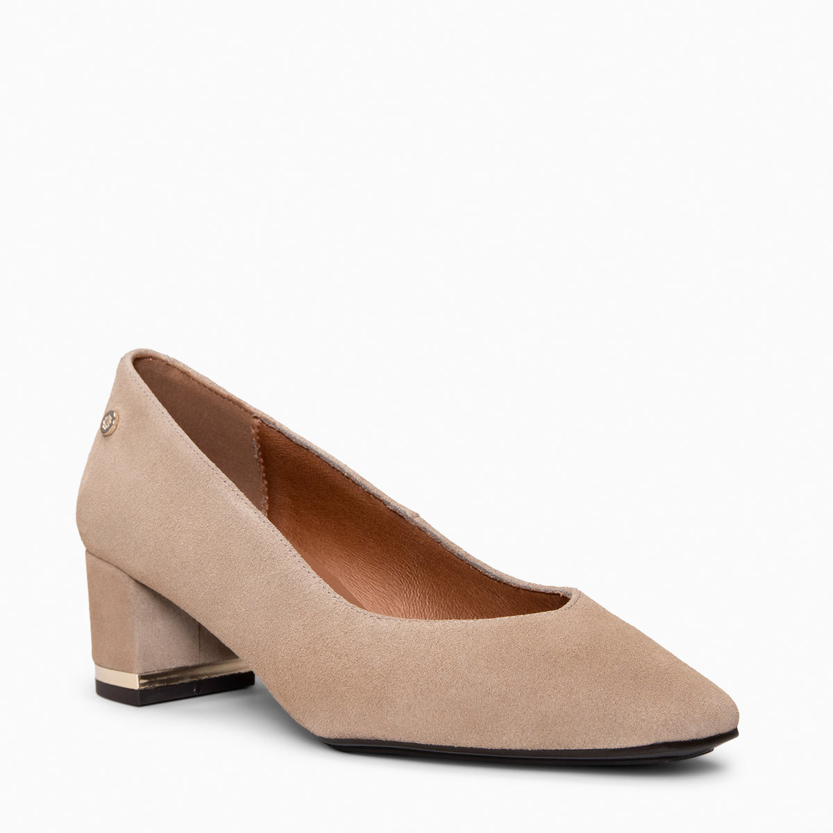 DORI - TAUPE Heeled shoes with gold detail