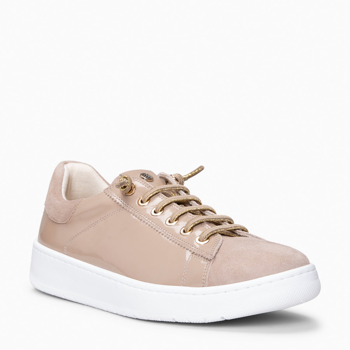 NANTES - Nude leren sneakers van lakleer