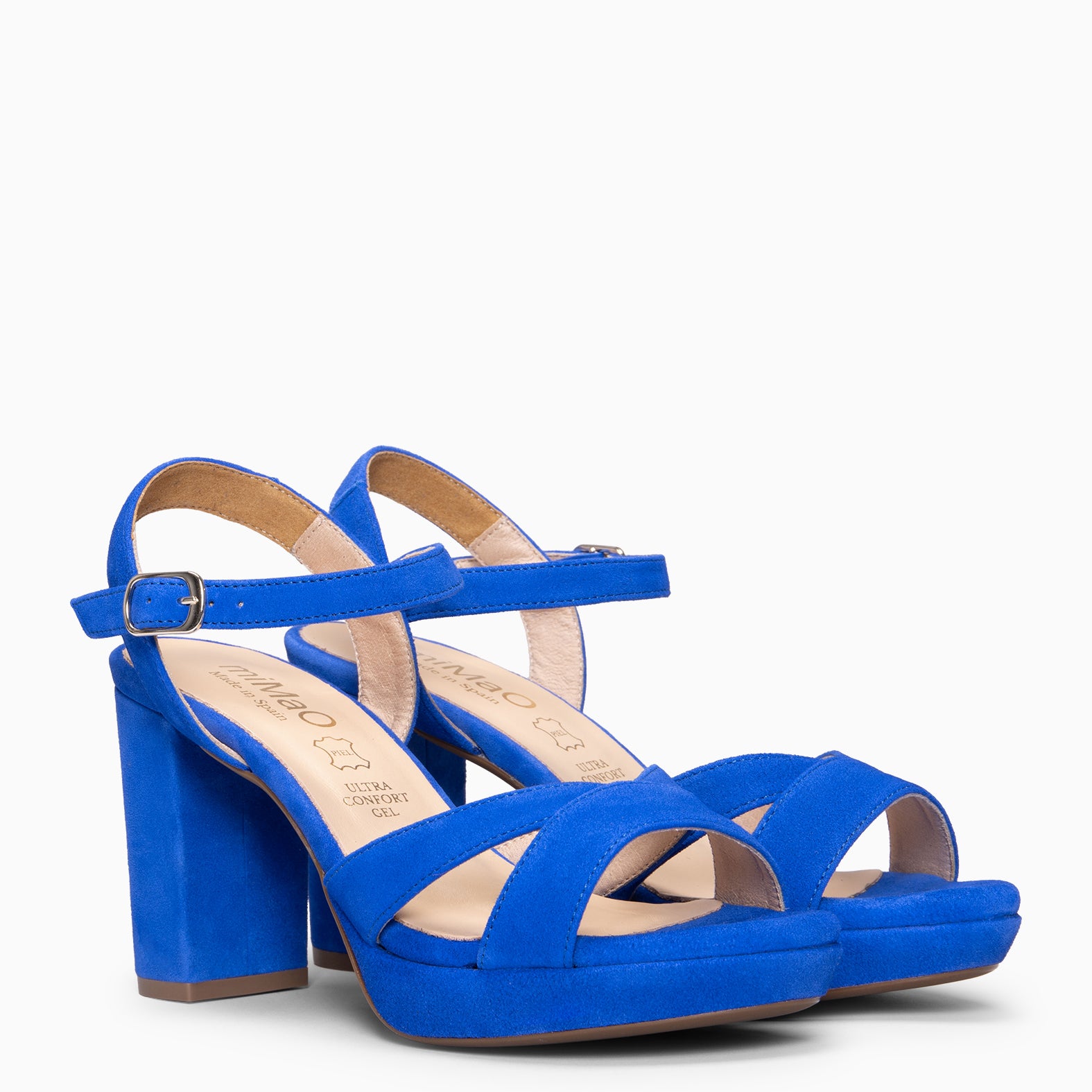 PARIS - Sandalias de fiesta con tacón alto y plataforma AZUL ELÉCTRICO