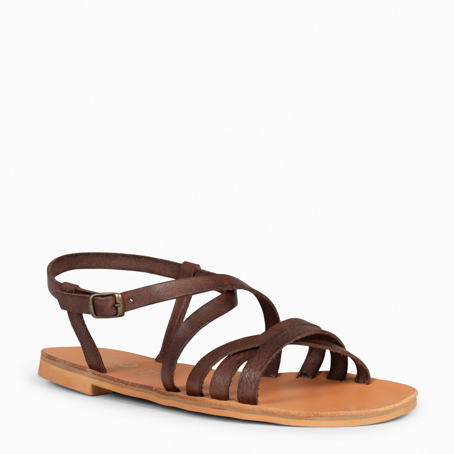 IXORA - Sandalias planas de mujer con hebilla MARRÓN