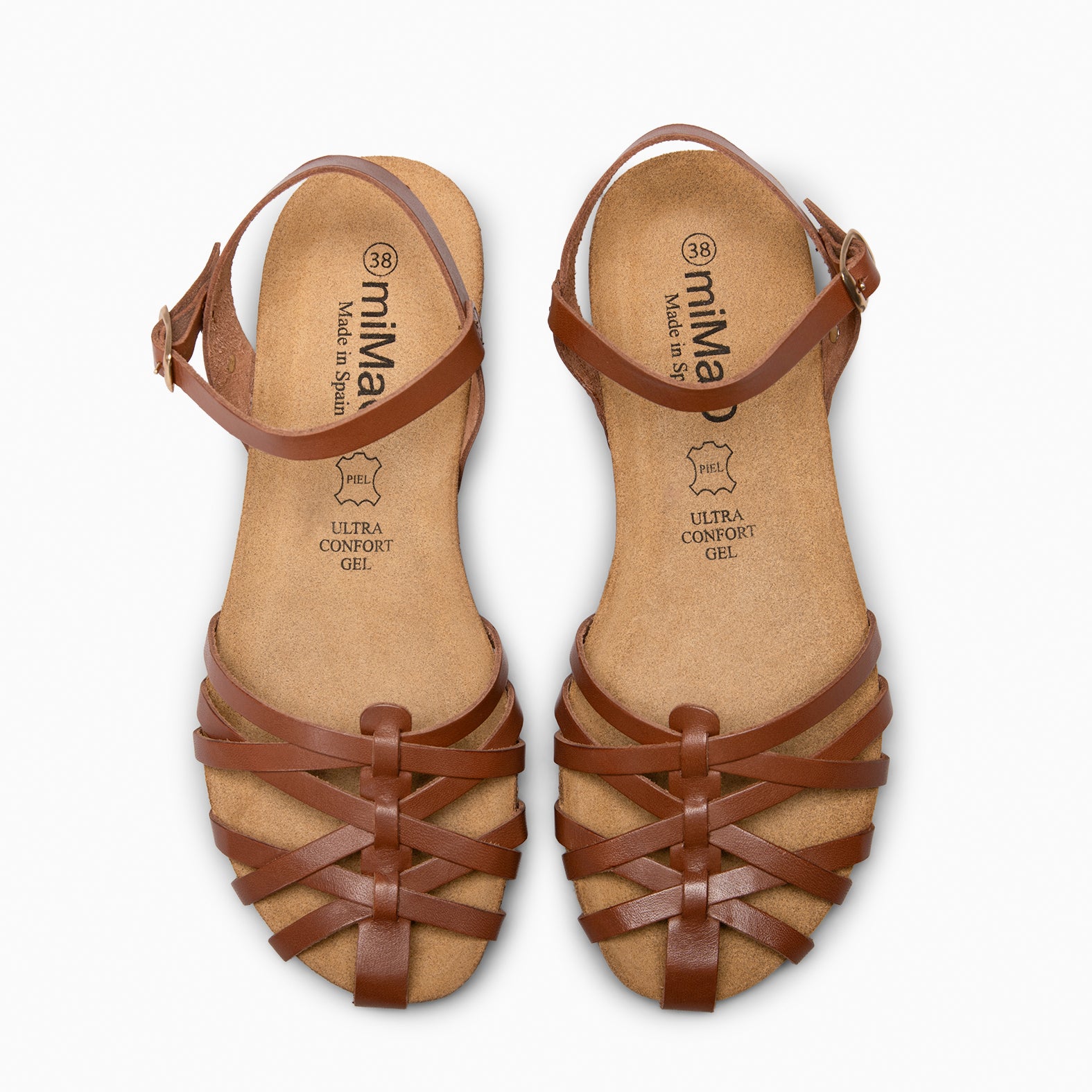 BEACH - BROWN CROSS-STRAPS FLAT SANDALS