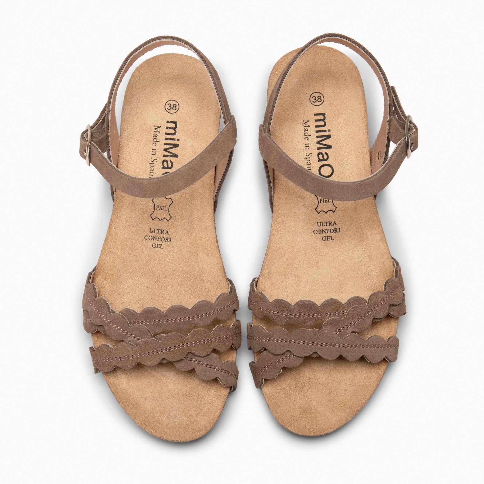MALTA - TAUPE BIO SANDALS WITH LOW WEDGE