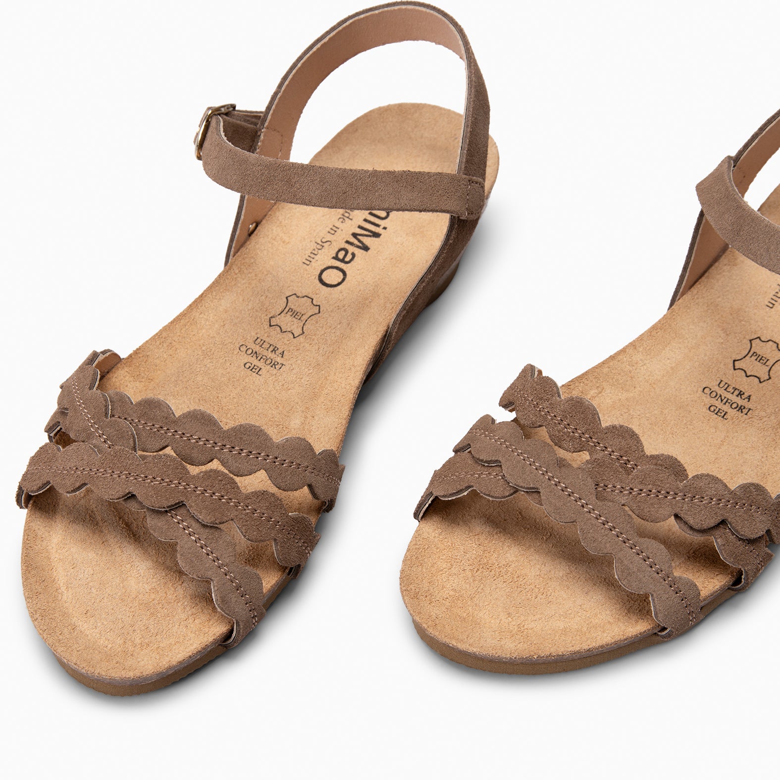 MALTA - TAUPE BIO SANDALS WITH LOW WEDGE