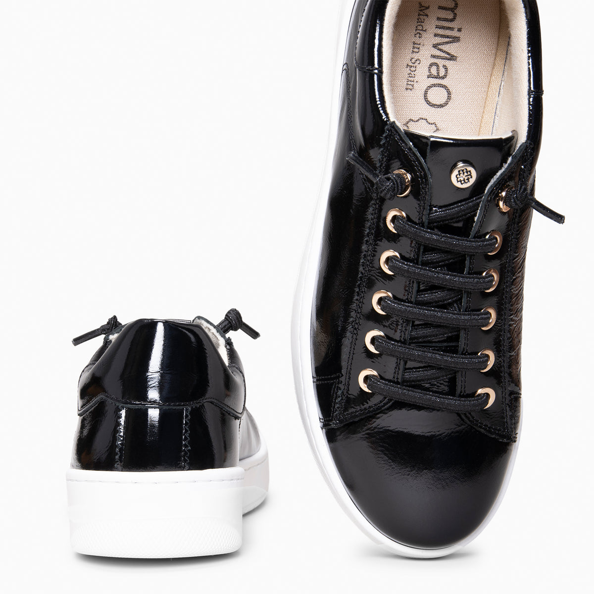 NANTES - Zapatillas de piel CHAROL NEGRO