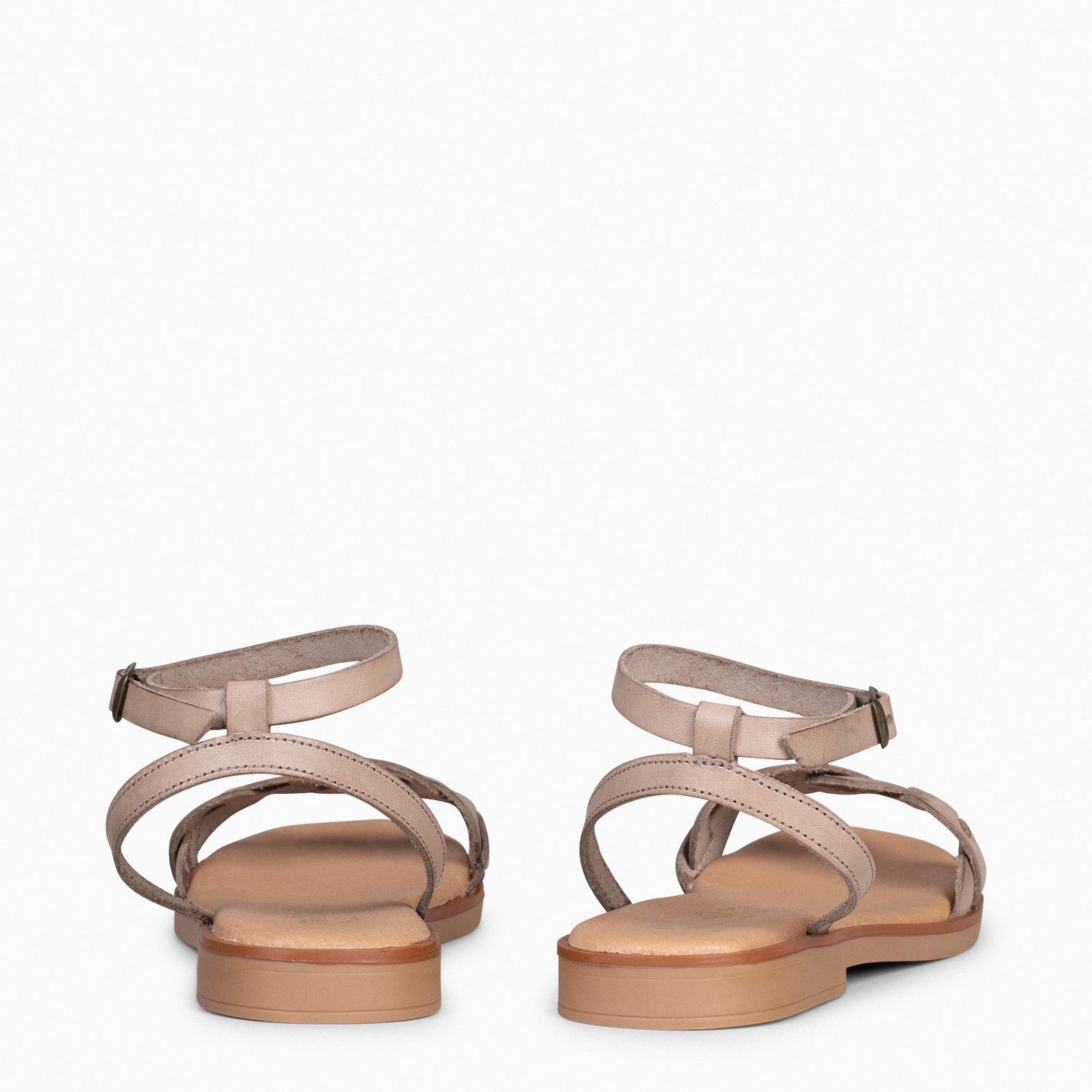 ARECA - Sandales Plates pour femme en cuir TAUPE