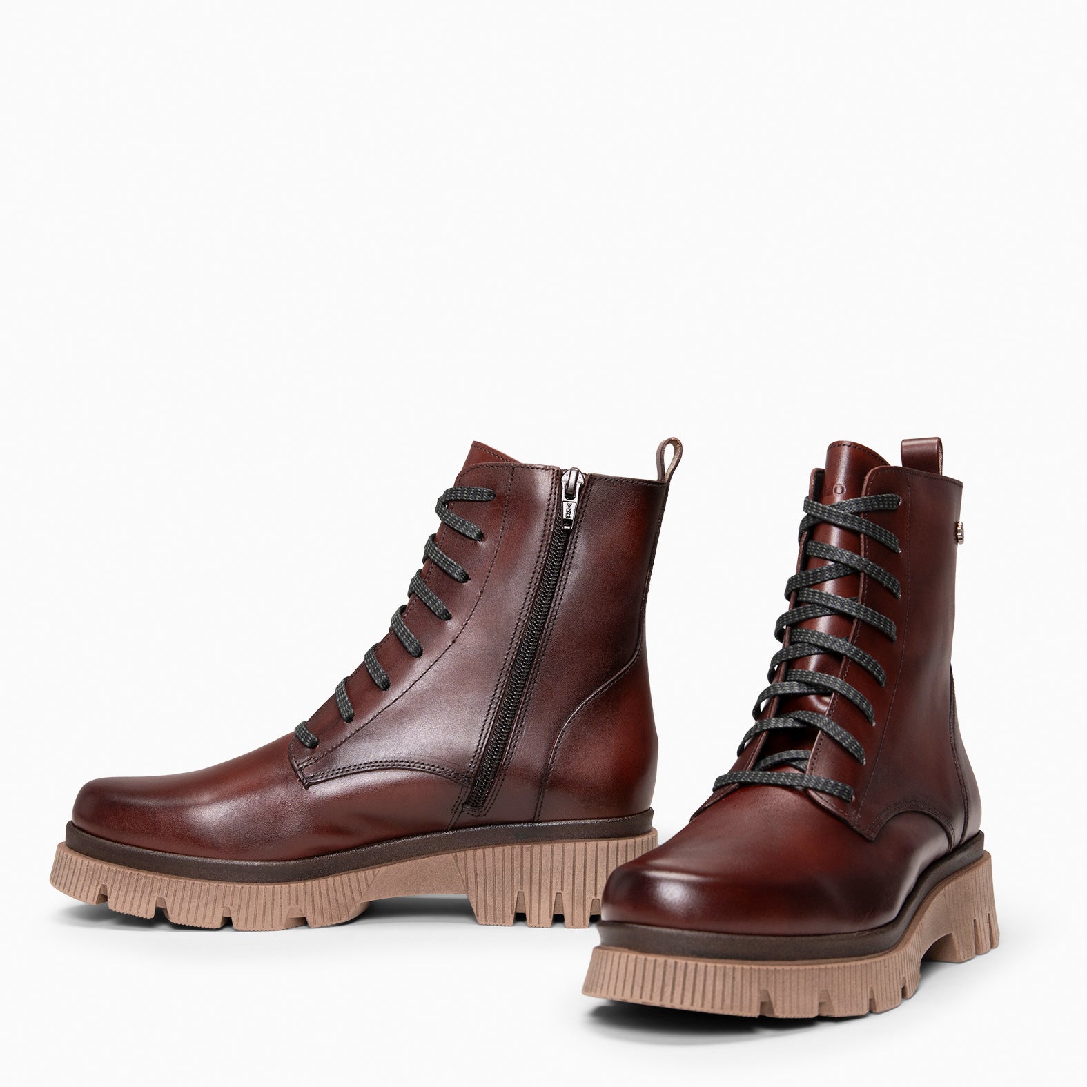 STONE - Botines militares de piel MARRON - miMaO ®