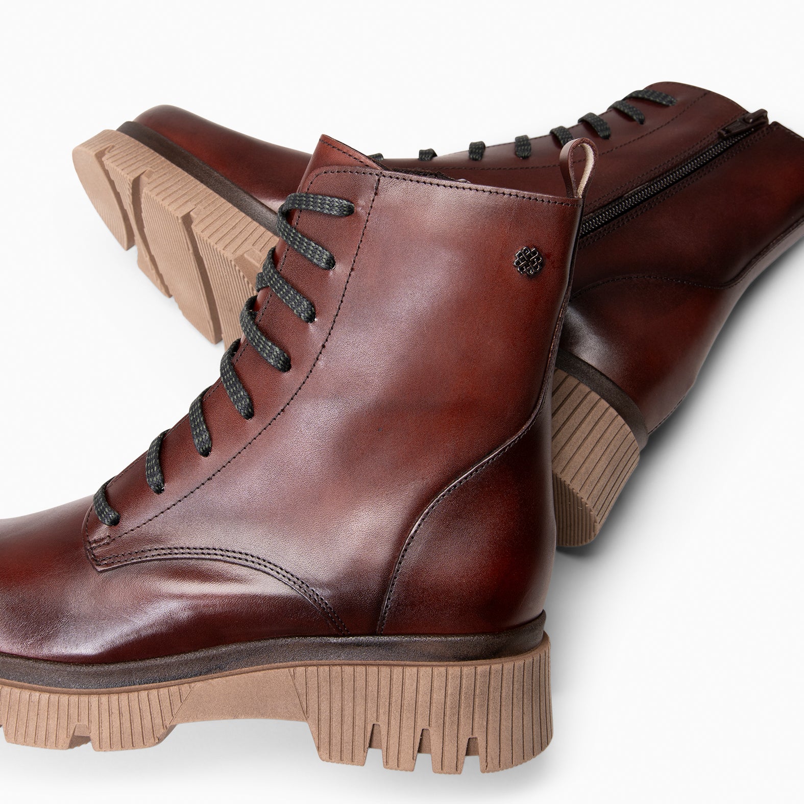 STONE - Botines militares de piel MARRON - miMaO ®