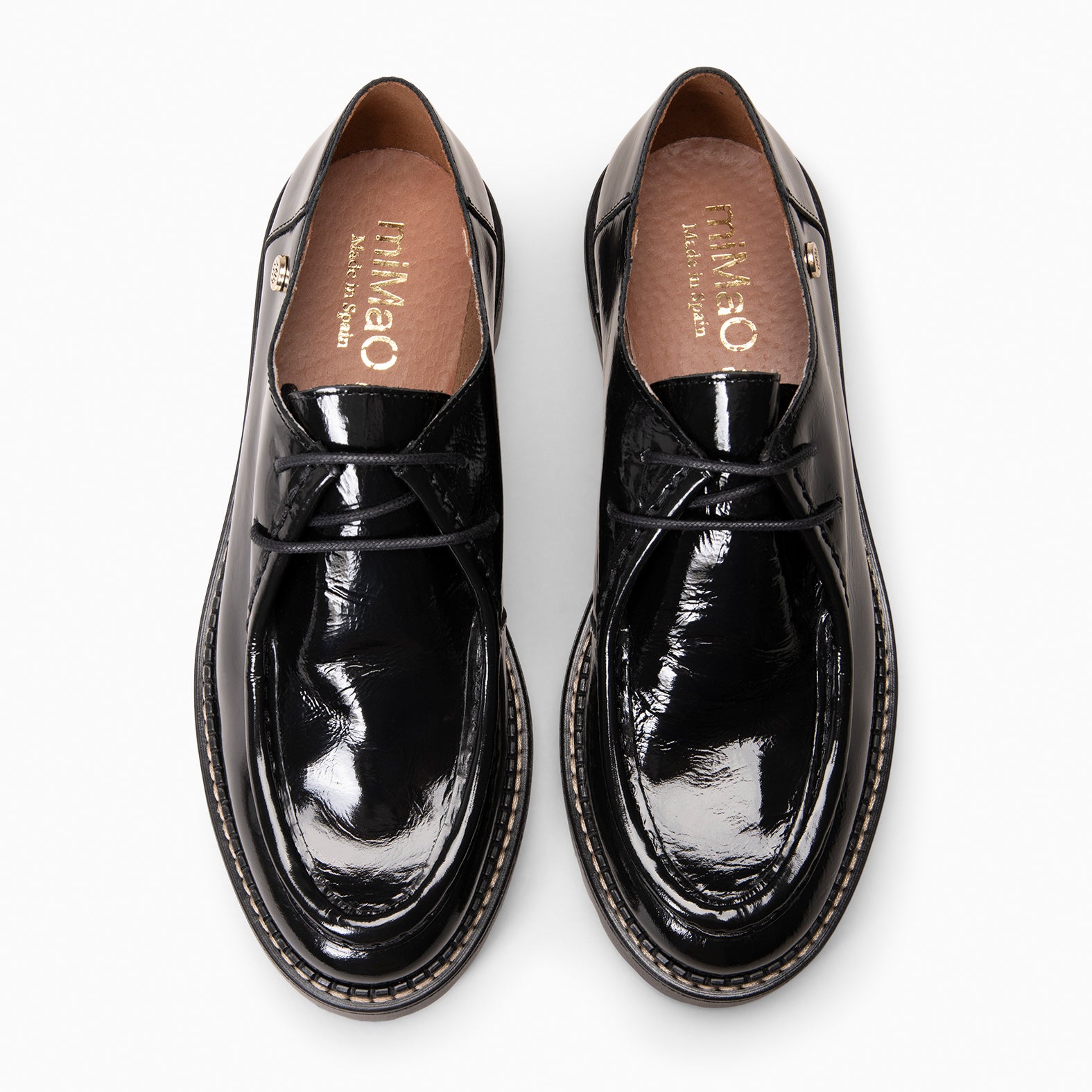 YALE - Mocasín con suela track con cordones NEGRO CHAROL