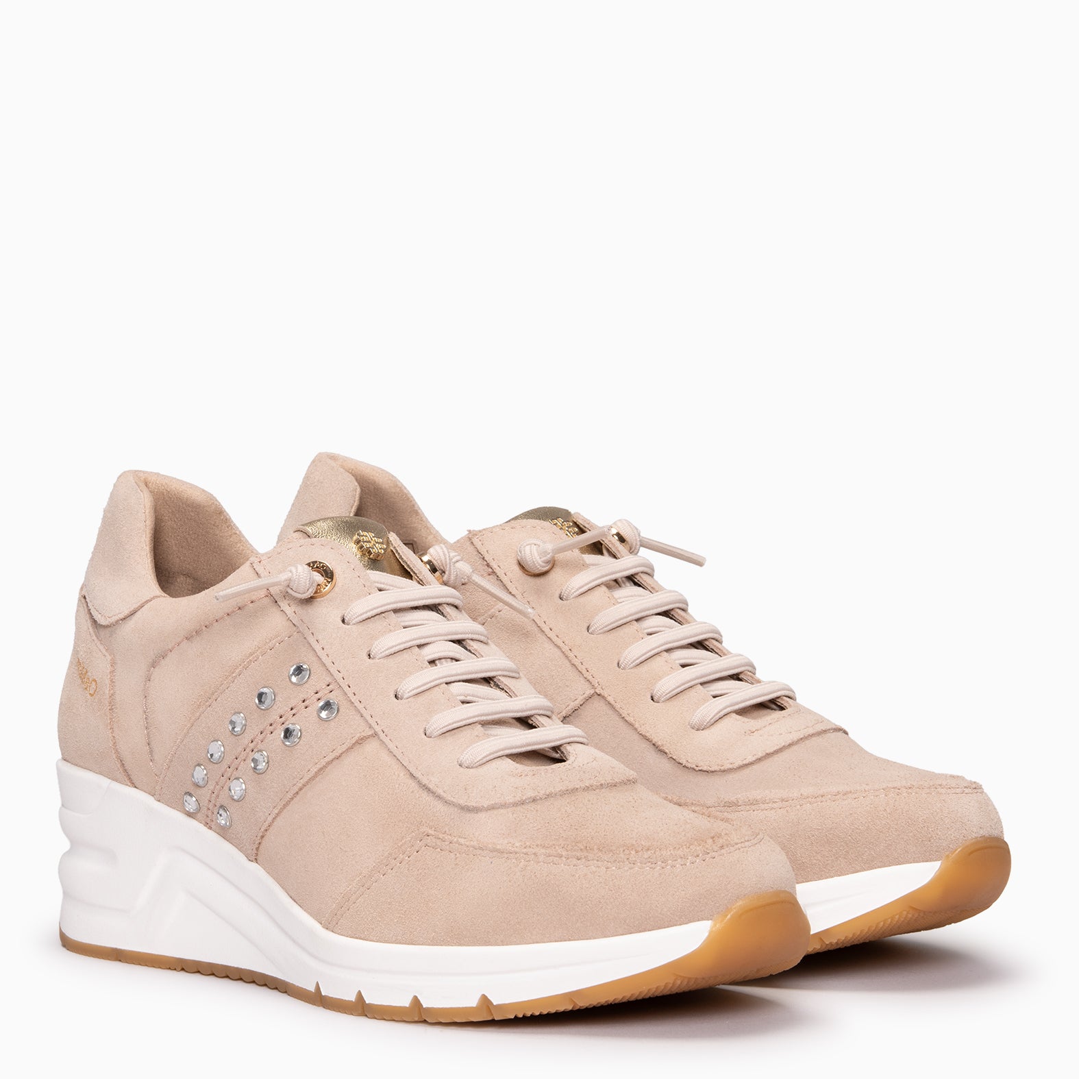 METZ - Zapatillas con cuña de ante ROSA CLARO