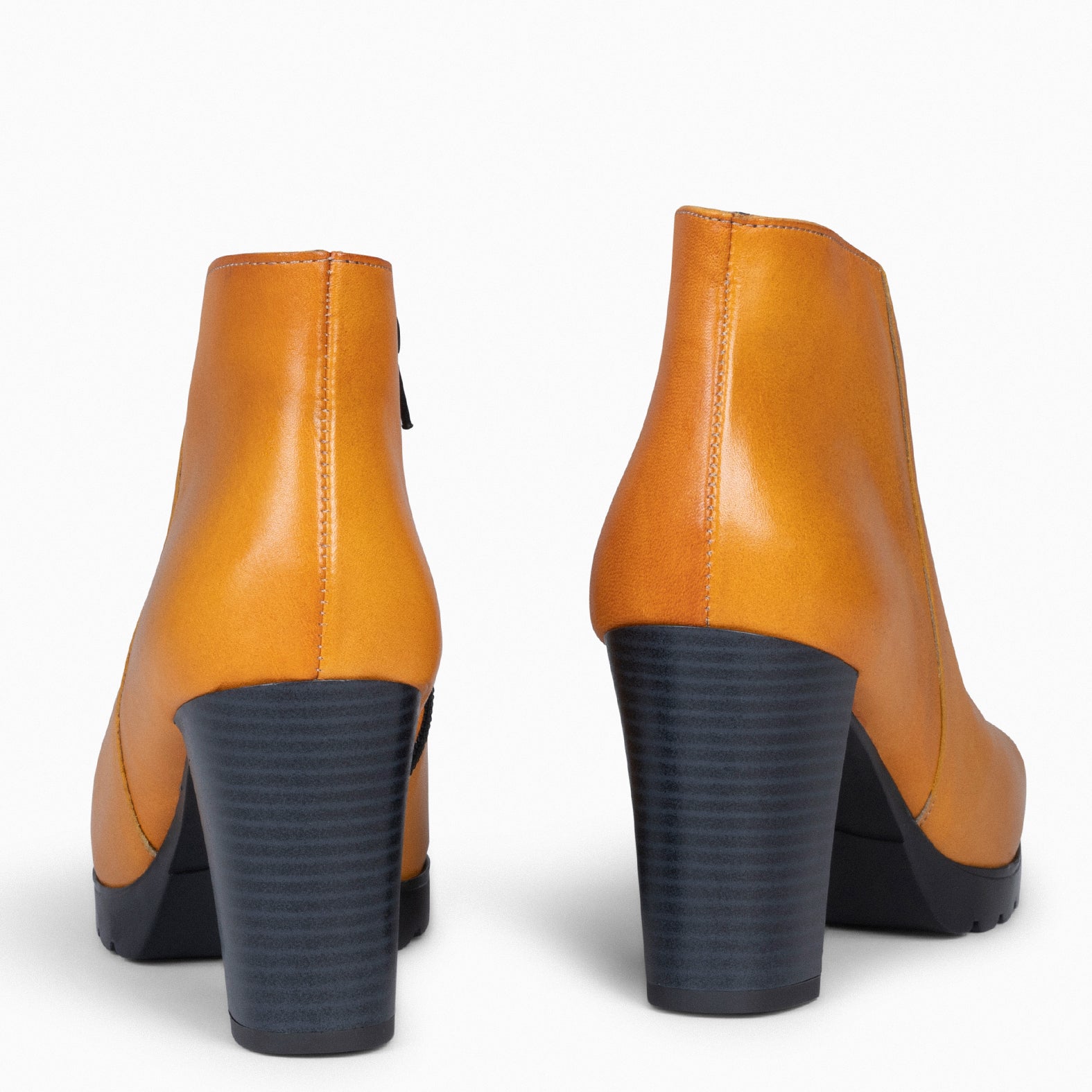 CLASSIC - Bottines pour femme à talon MOUTARDE