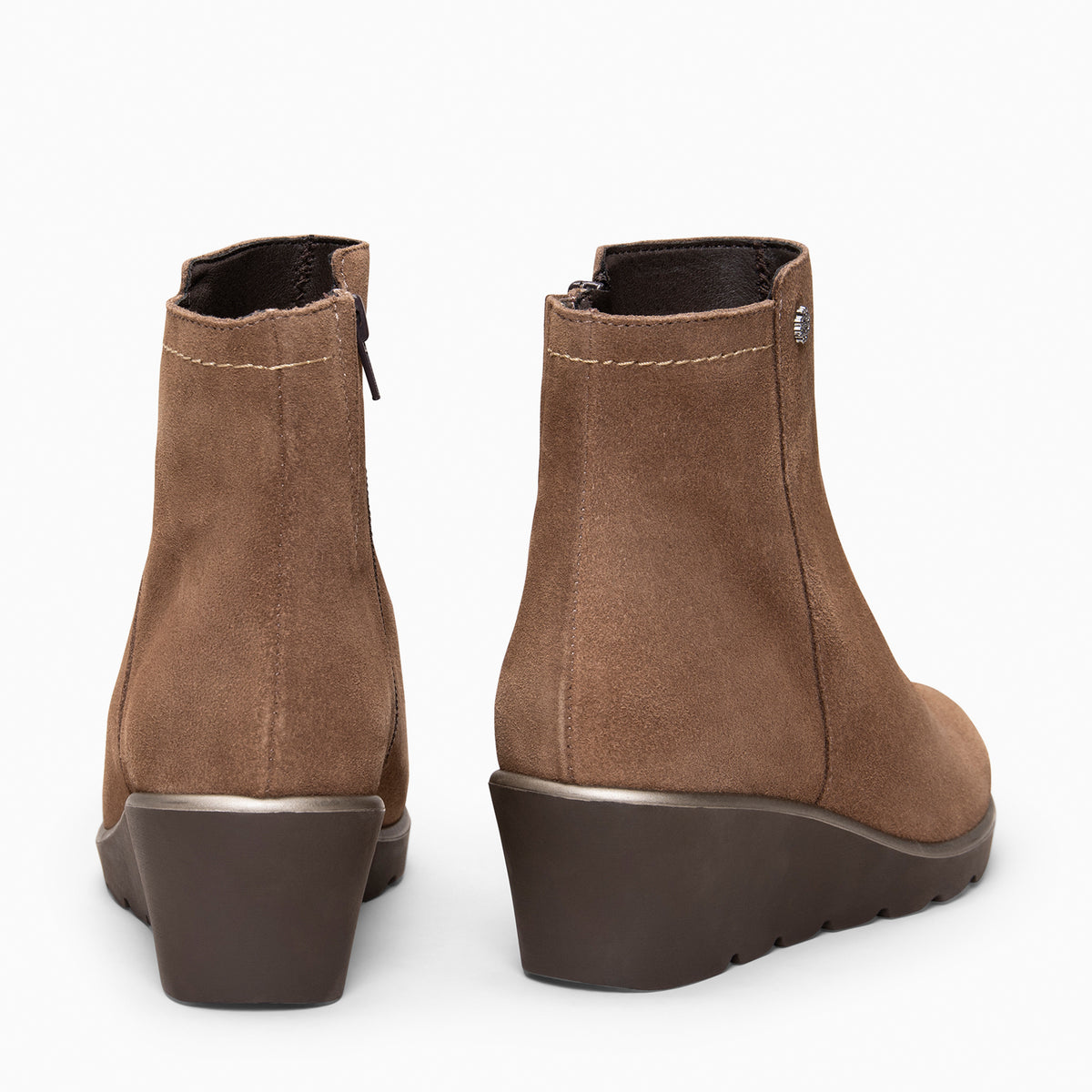 LULEA - TAUPE Water-repellent suede lwedge ankle boots