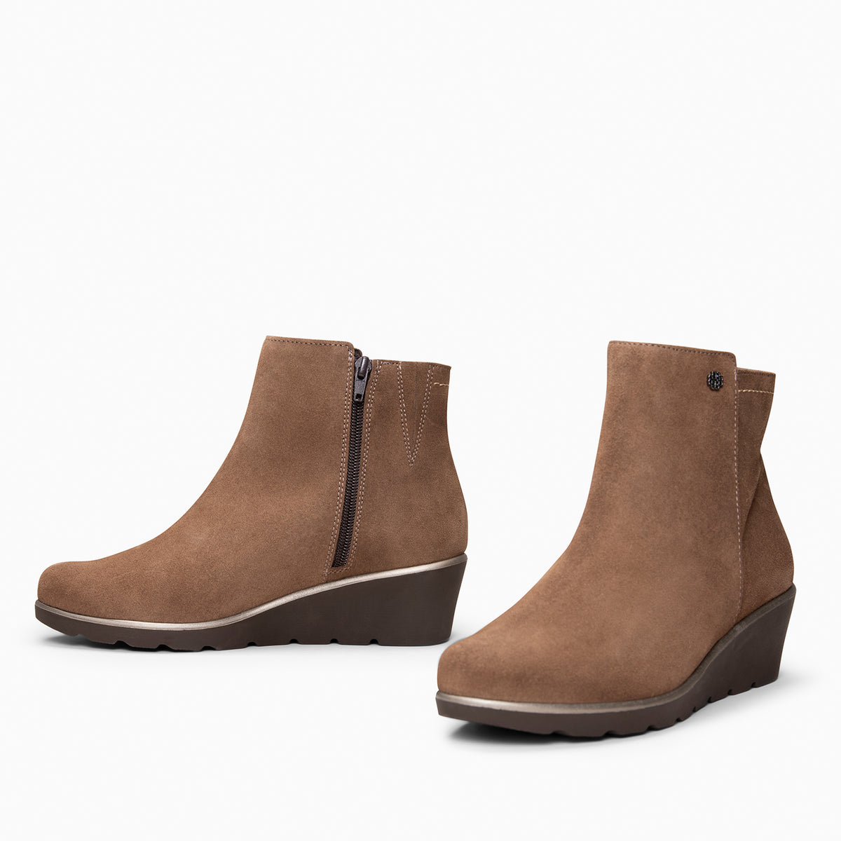 LULEA - TAUPE Water-repellent suede lwedge ankle boots