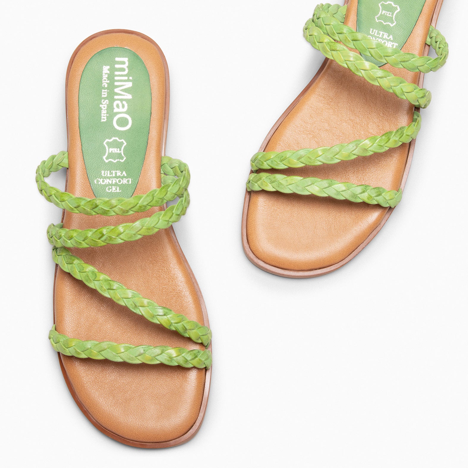 HIDRA - Sandalias planas trenzadas VERDE - miMaO ®