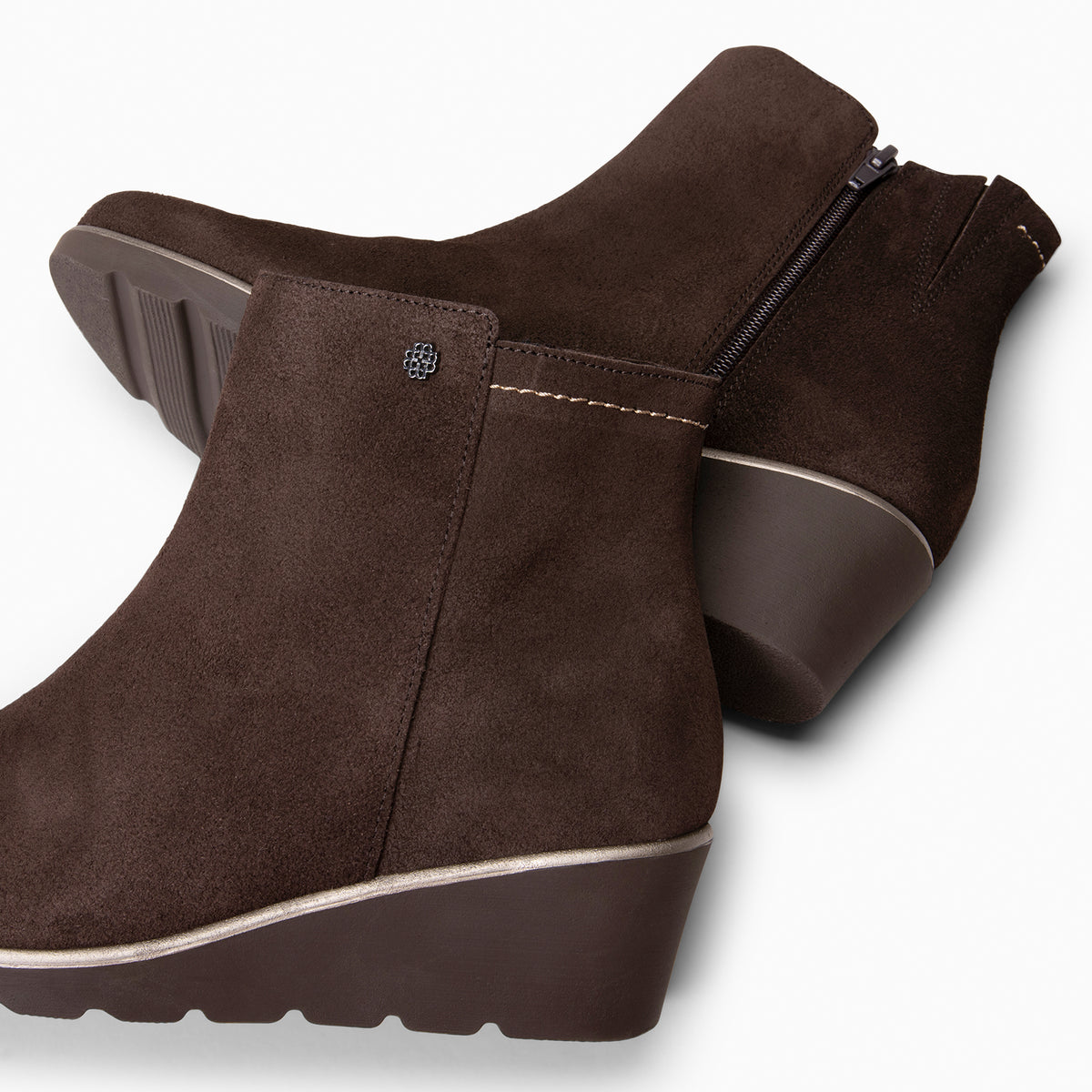 LULEA - BROWN Water-repellent suede wedge ankle boots