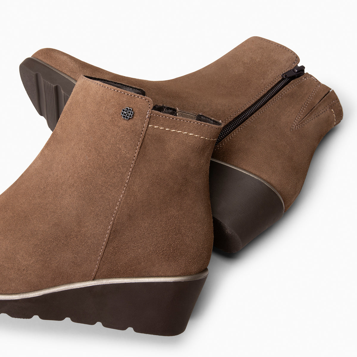 LULEA - TAUPE Water-repellent suede lwedge ankle boots