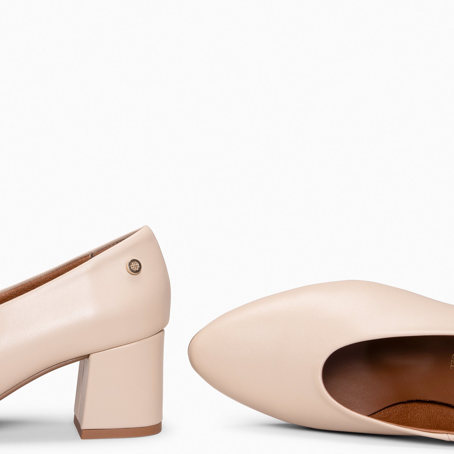 URBAN STYLE NAPA - Zapato de tacón ancho en piel BEIGE - miMaO ®