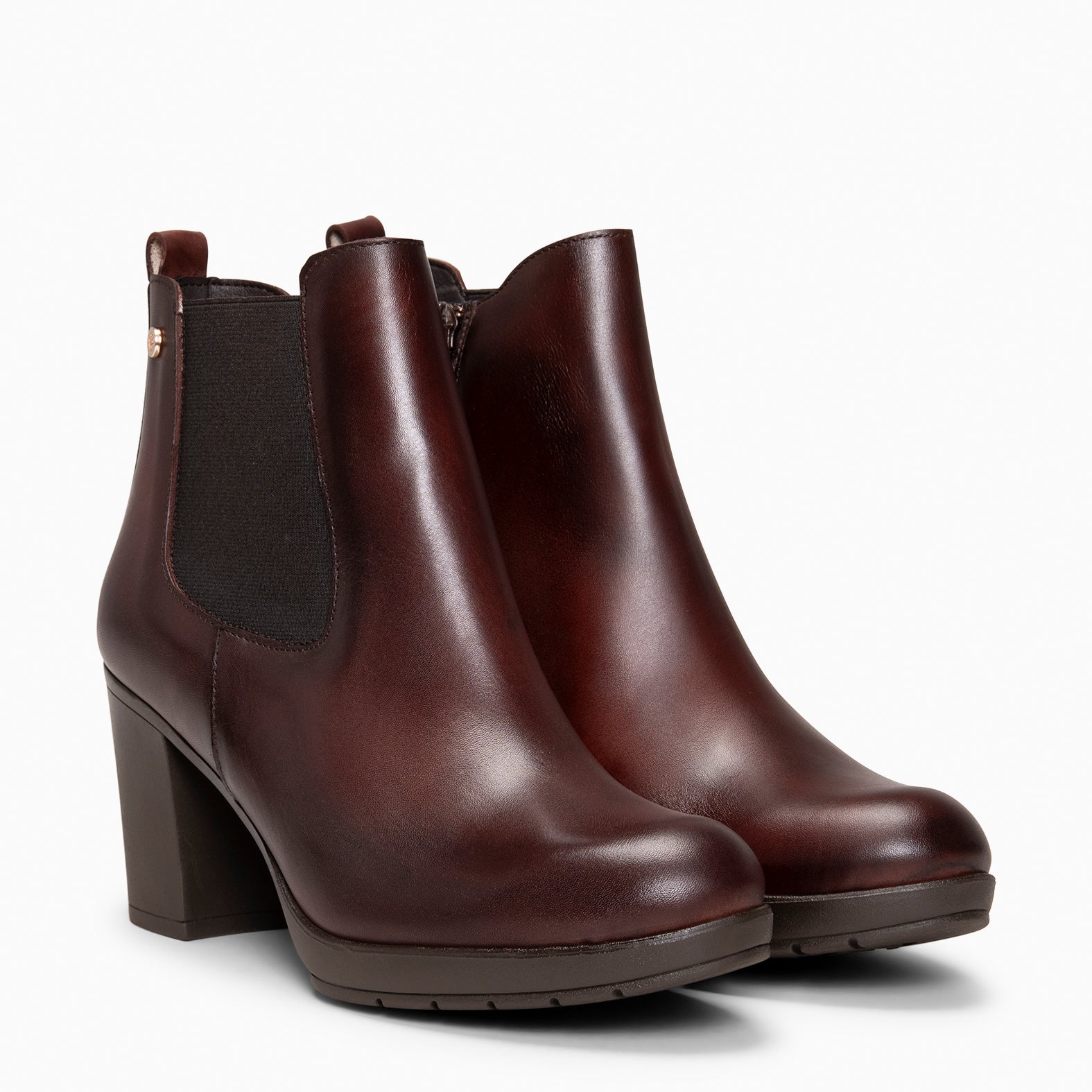 SABRINA – Botin de tacón alto con elástico lateral MARRON - miMaO ®