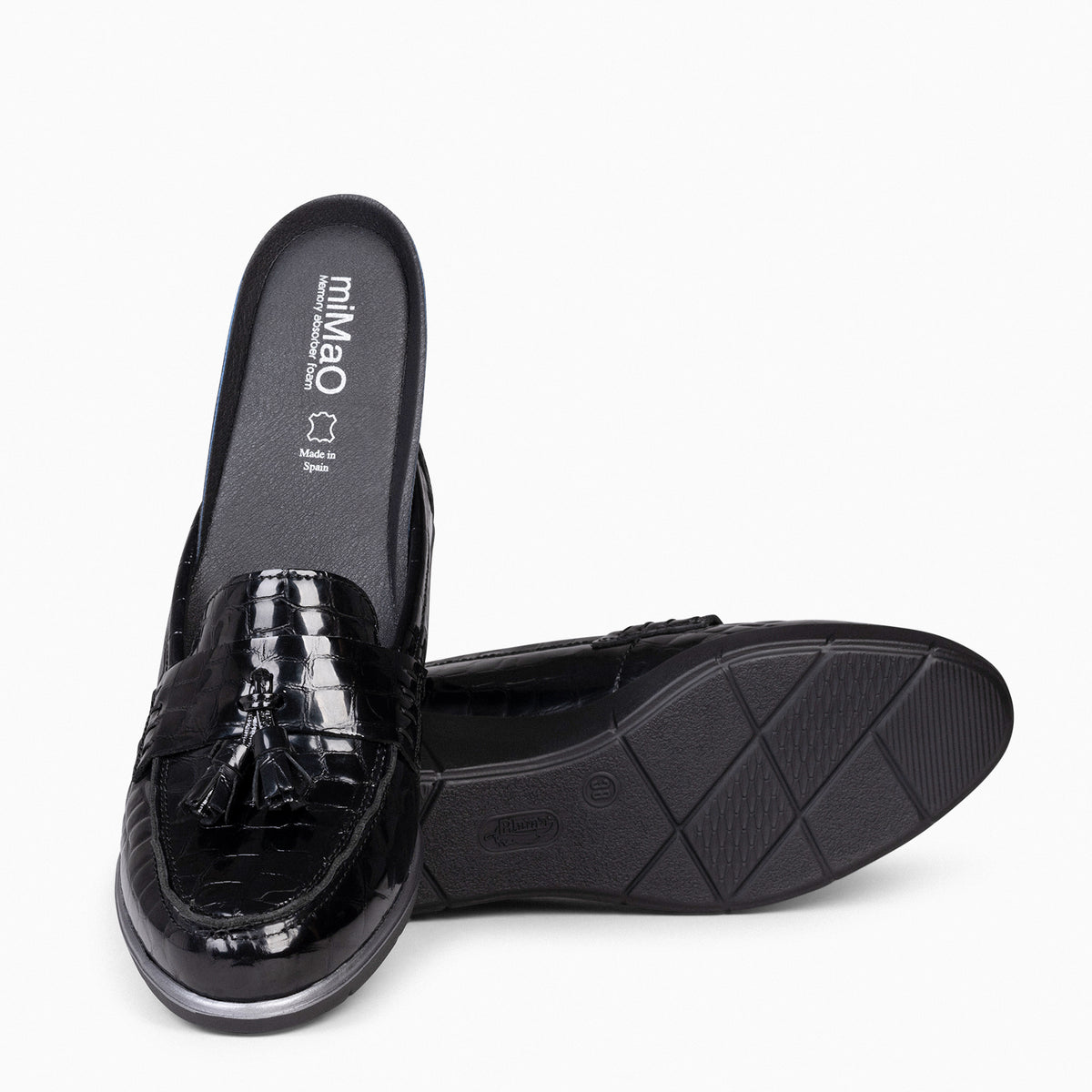 BORLAS COCO - Mocasín borlas mujer NEGRO