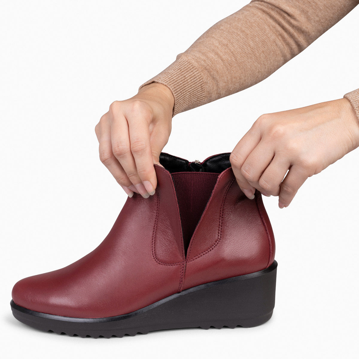 CARLI - BURGUNDY Women wedge booties 