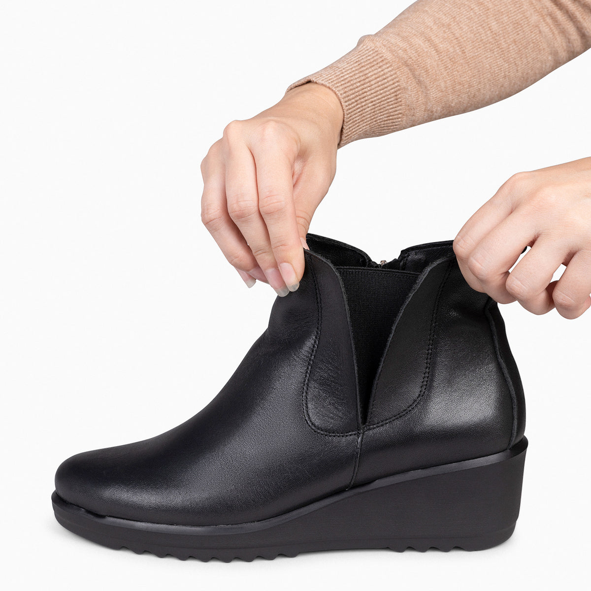 CARLI - Botines cuña mujer NEGRO
