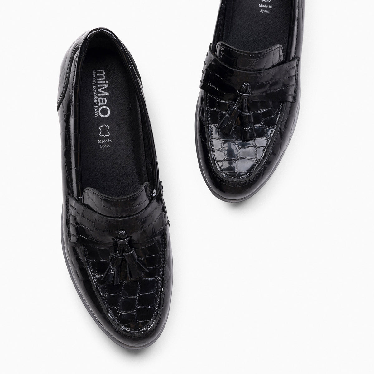 BORLAS COCO - Mocasín borlas mujer NEGRO
