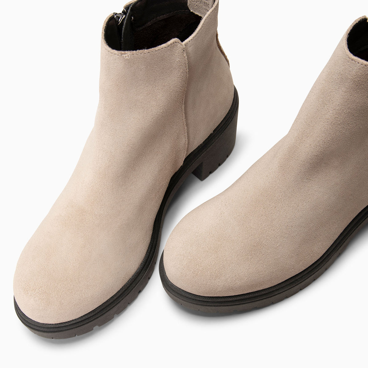 POP - BEIGE Waterafstotende leren enkellaarsjes