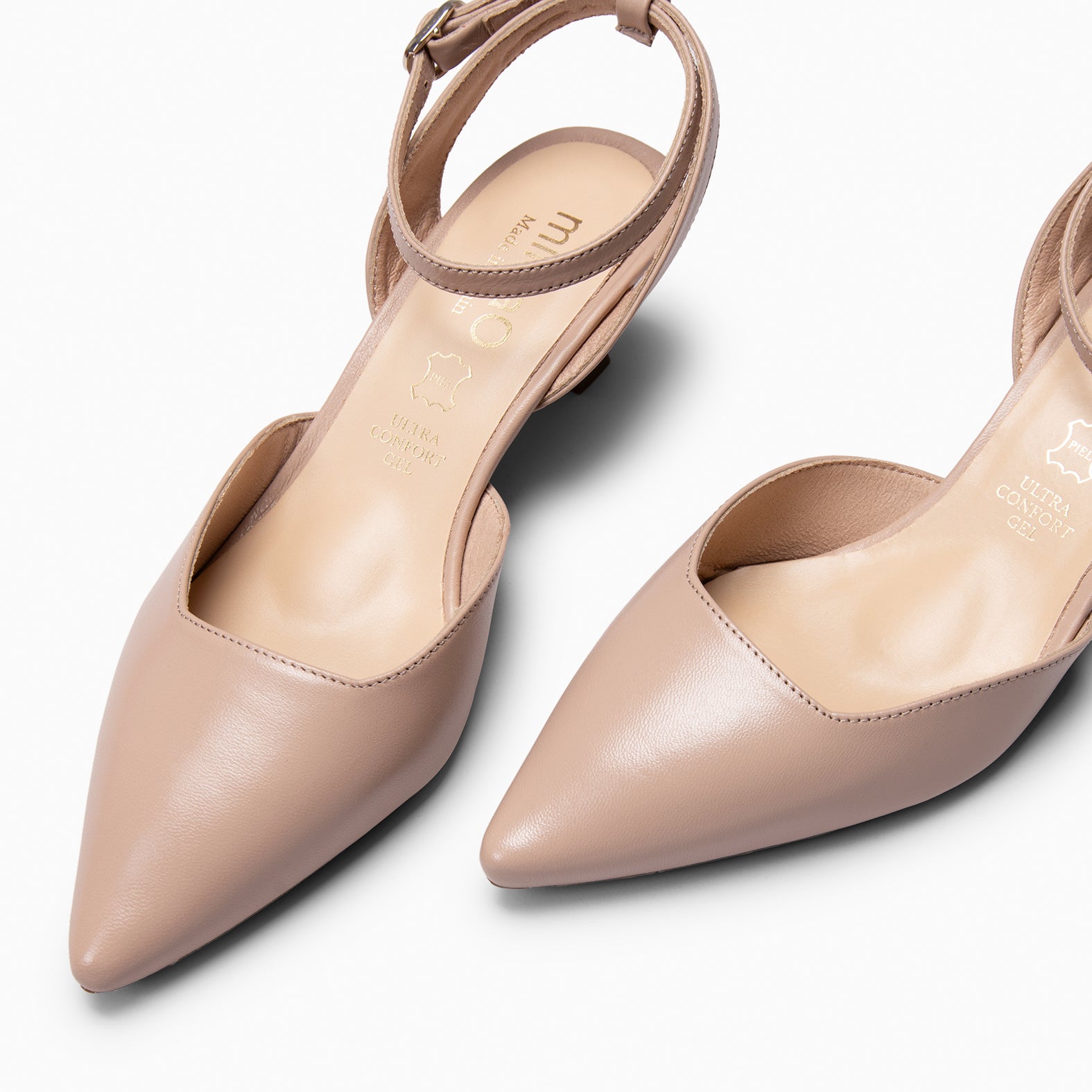 DANIELA - Sapatos slingback com salto kitten NUDE