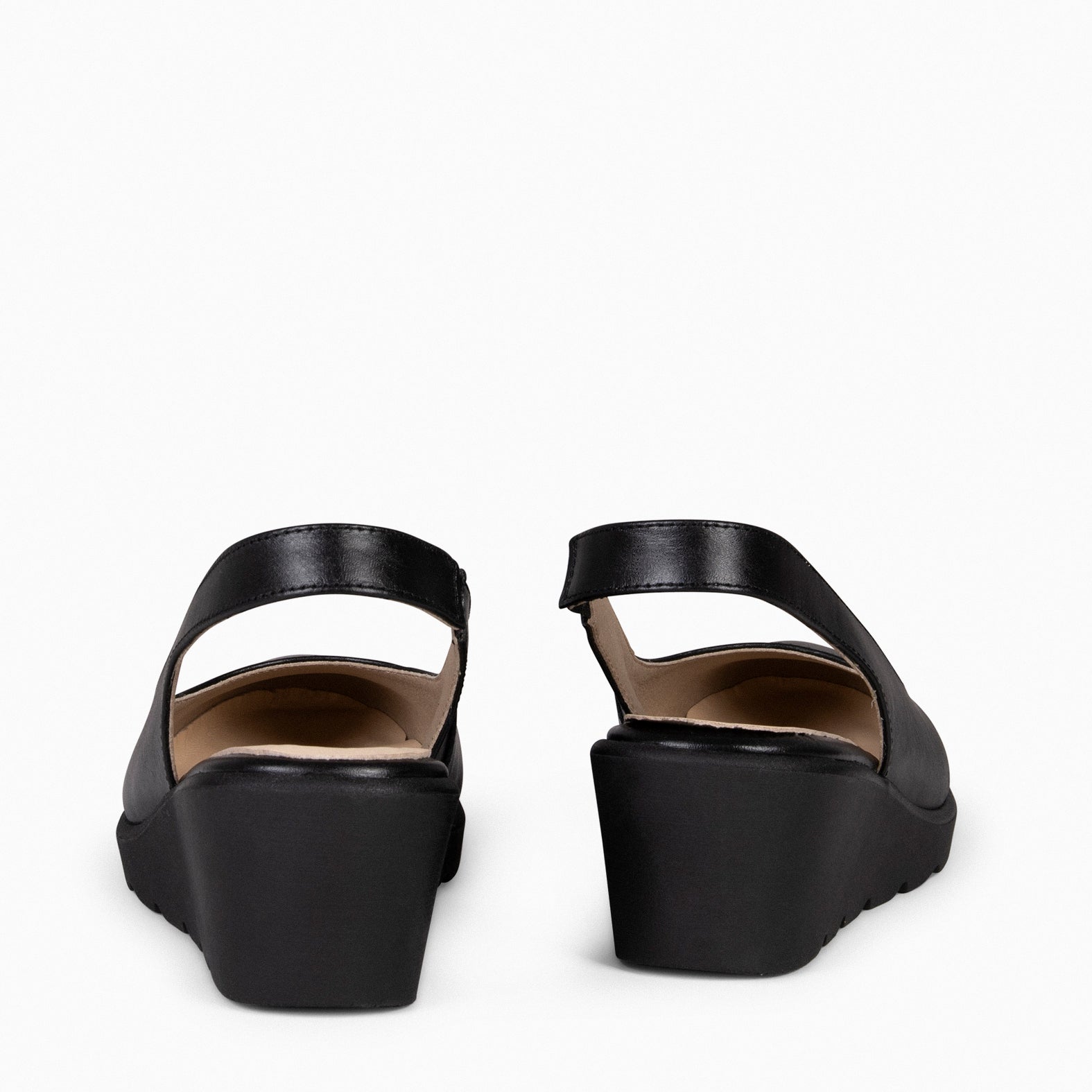 CLARISSE – Slingbacks à talon compensé NOIR