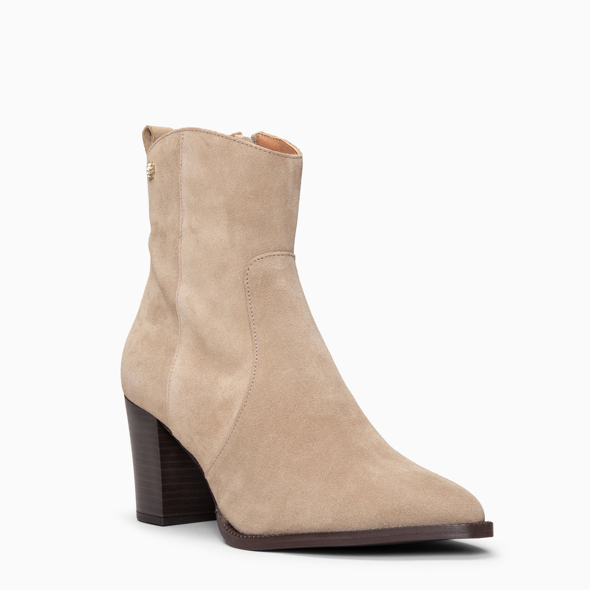ALLEY - Botines cowboy de tacón de ante BEIGE