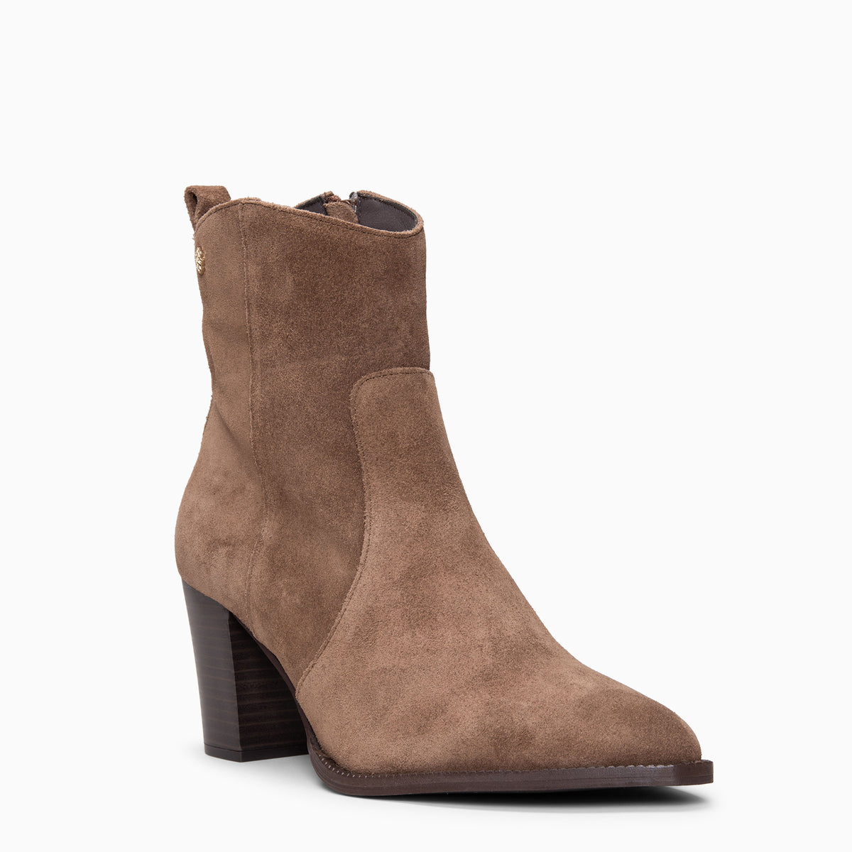 ALLEY - Botines cowboy de tacón de ante TAUPE