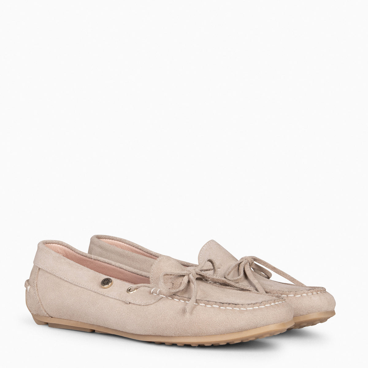 LAZO - Mocasines planos de mujer con plantilla extraíble BEIGE