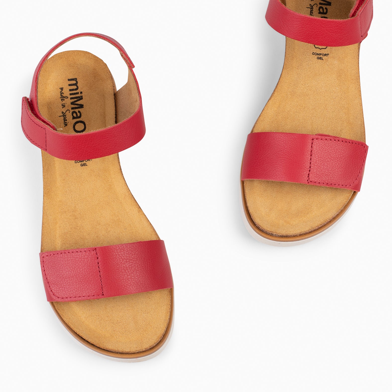 ARALIA - Sandalias planas con tiras de velcro ROJO