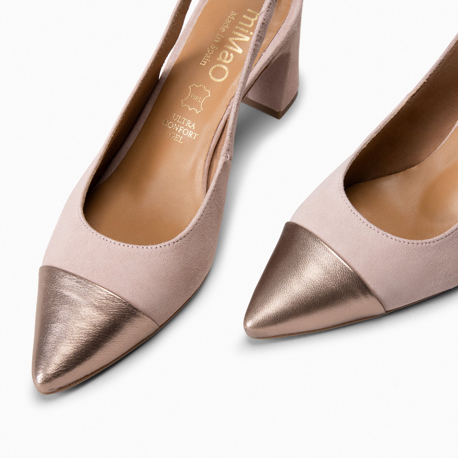 DIANA - Zapato NUDE con puntera PLATINO - miMaO ®
