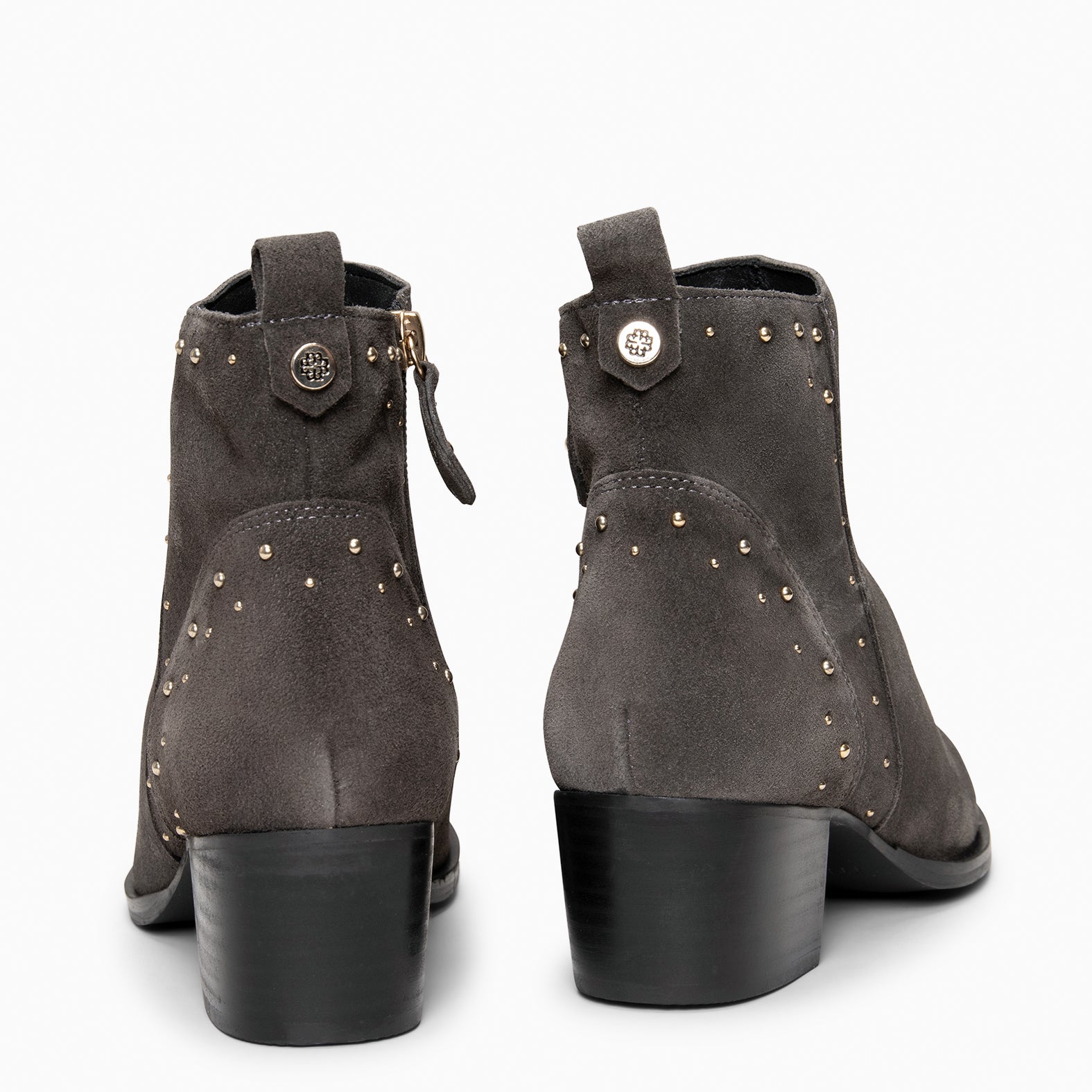 DUSTY – Botines de serraje con tachas GRIS - miMaO ®