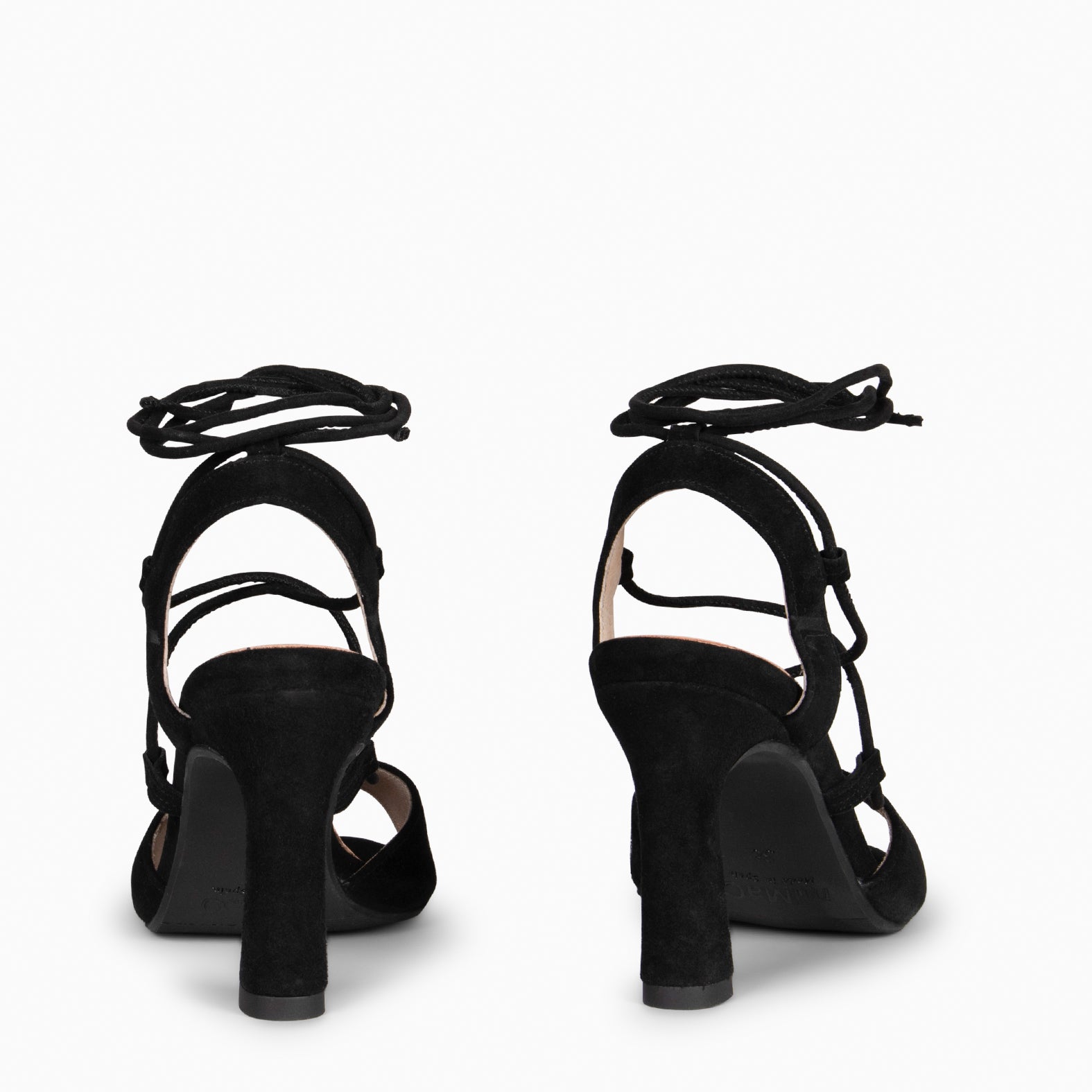 MONICA - Sandales à talon haut et laçage cheville NOIR