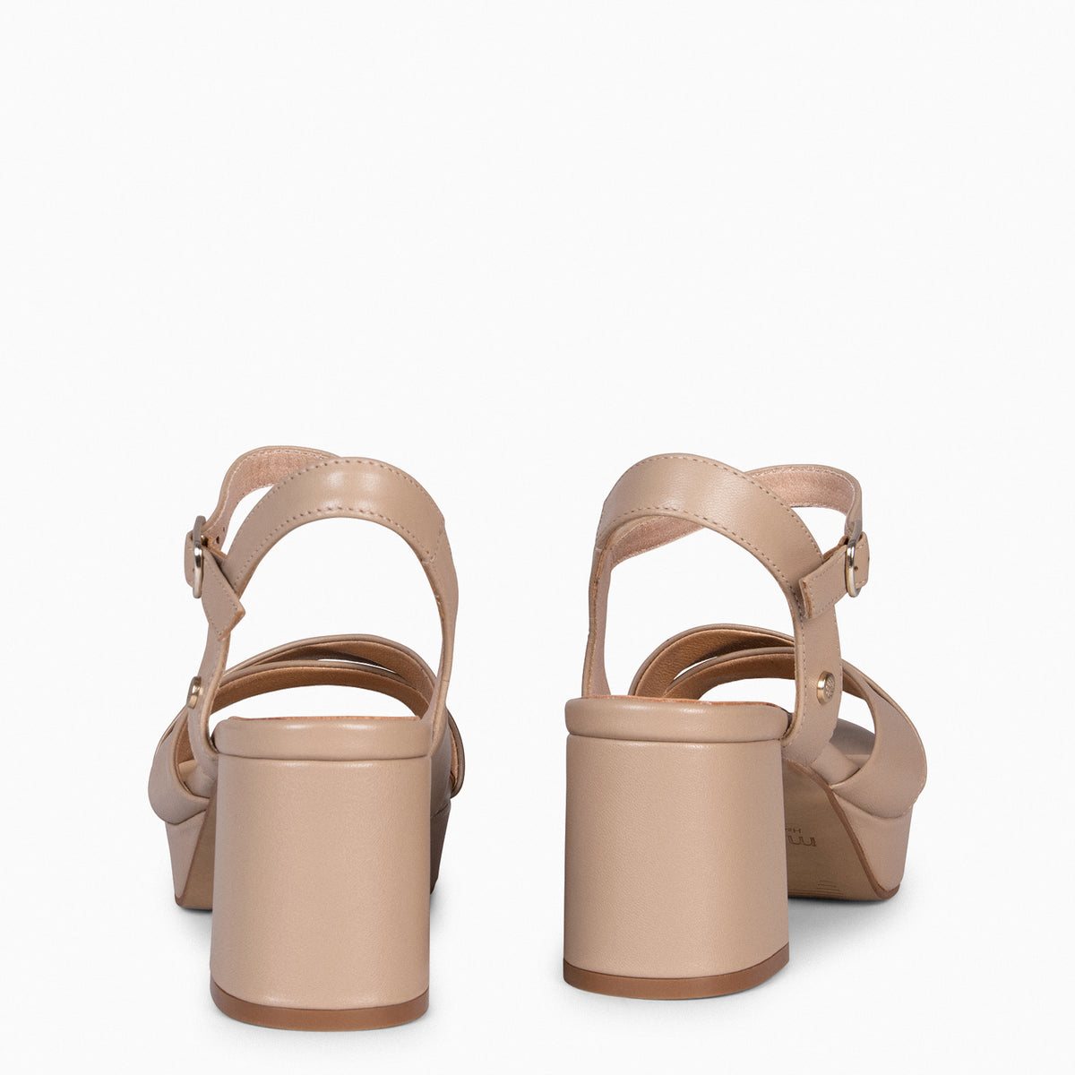 CERDEÑA - Sandalias de tacón ancho y plataforma TAUPE