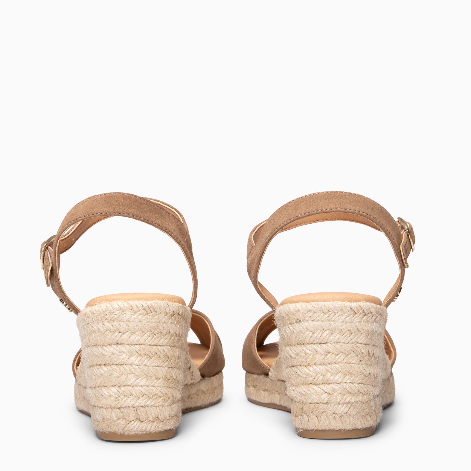 CALPE - Cuñas de Esparto artesanal con tiras y hebilla TAUPE