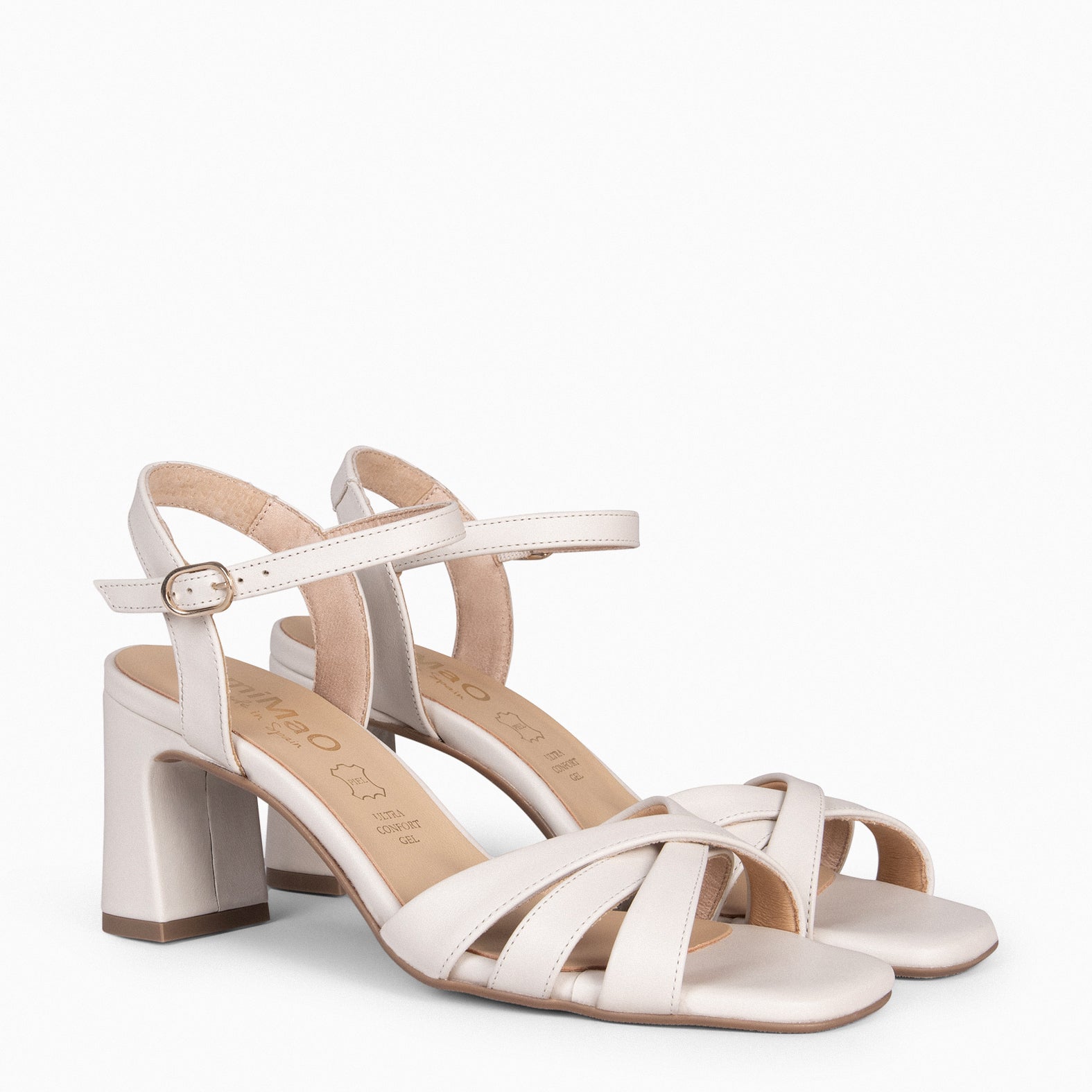 PAULA - Sandalias de fiesta con tacón HUESO