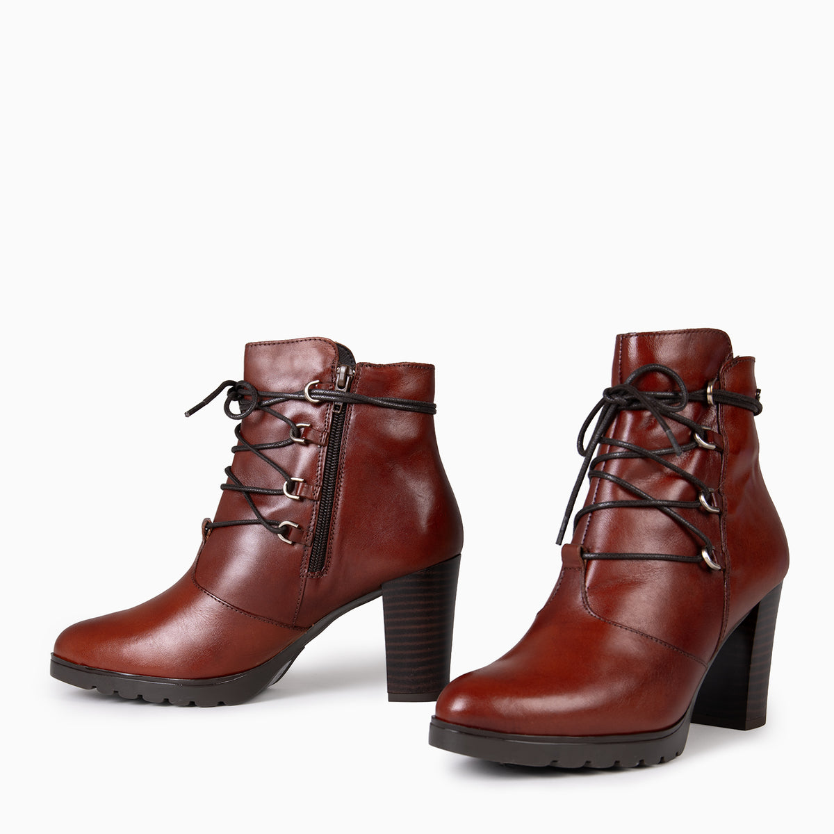 JANE - Botines de tacón alto de piel CUERO