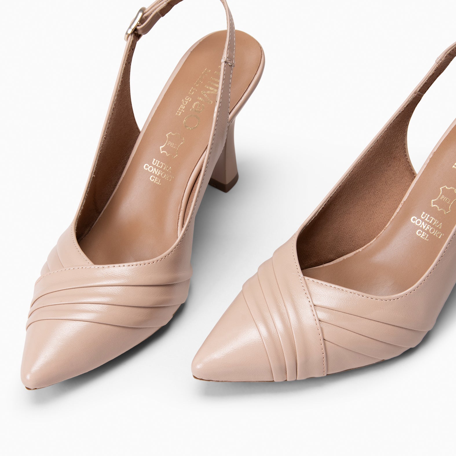 CARLA - Zapato de tacón alto destalonado NUDE - miMaO ®