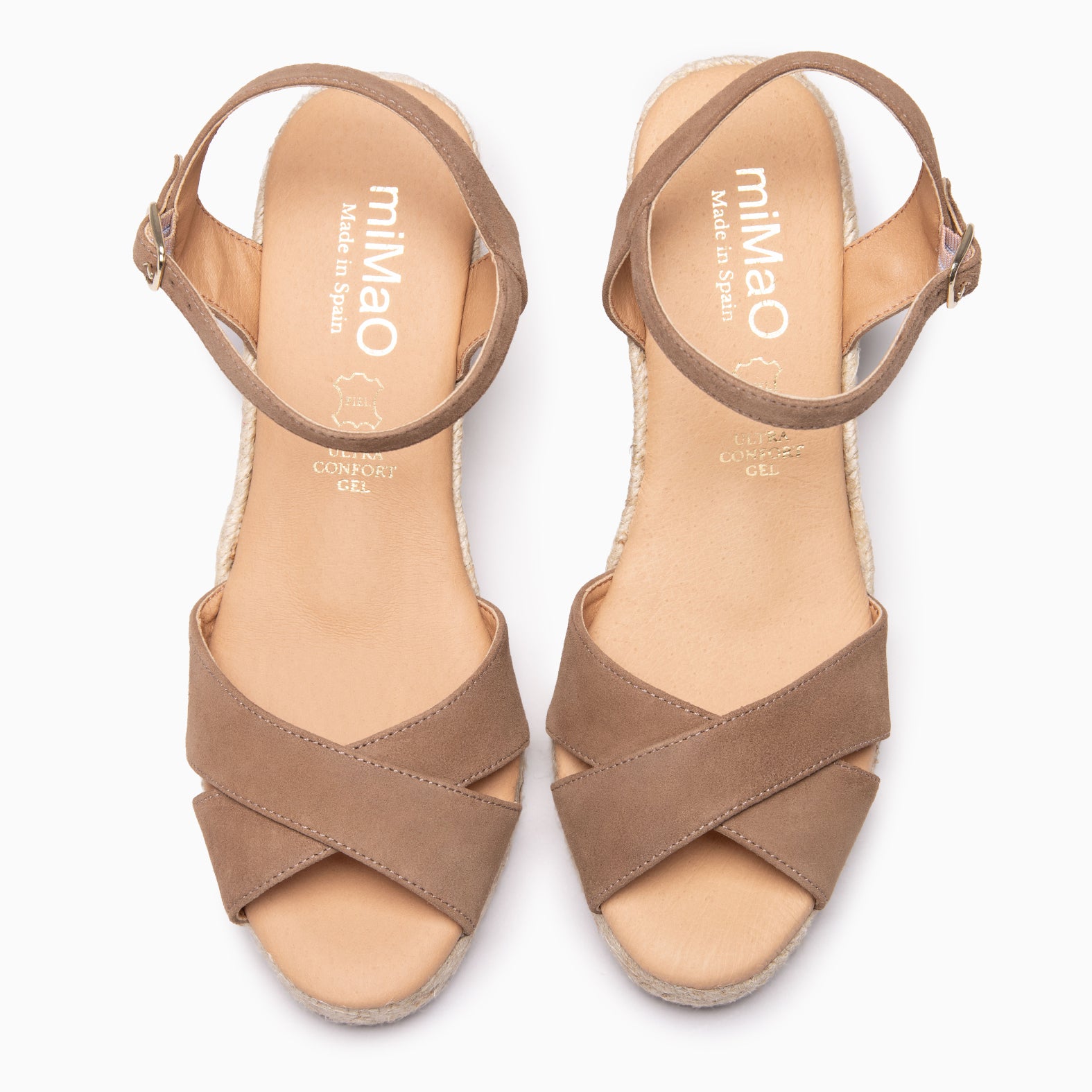 CALPE - Cuñas de Esparto artesanal con tiras y hebilla TAUPE