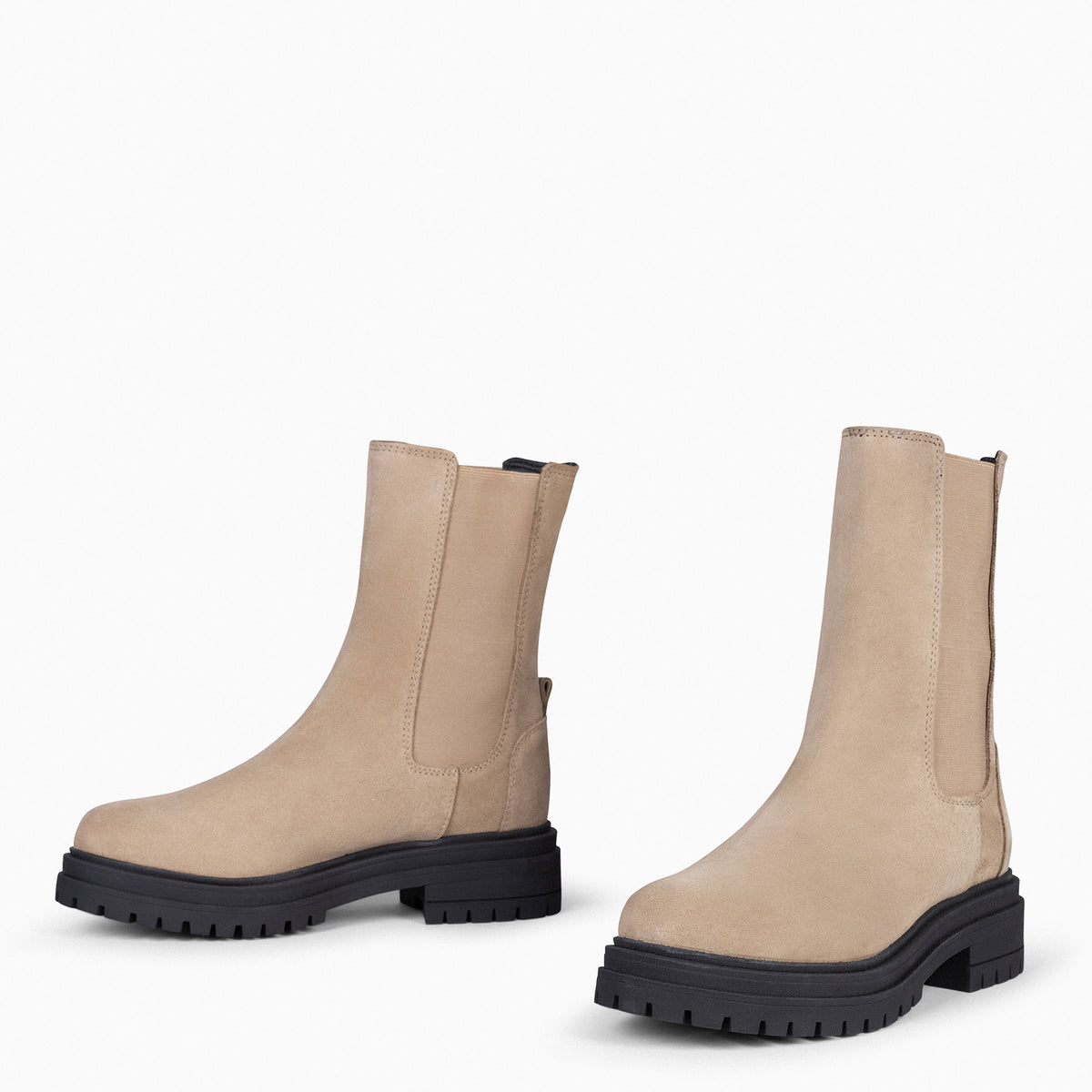 STAMFORD - Botines Chelsea BEIGE con Plataforma Track