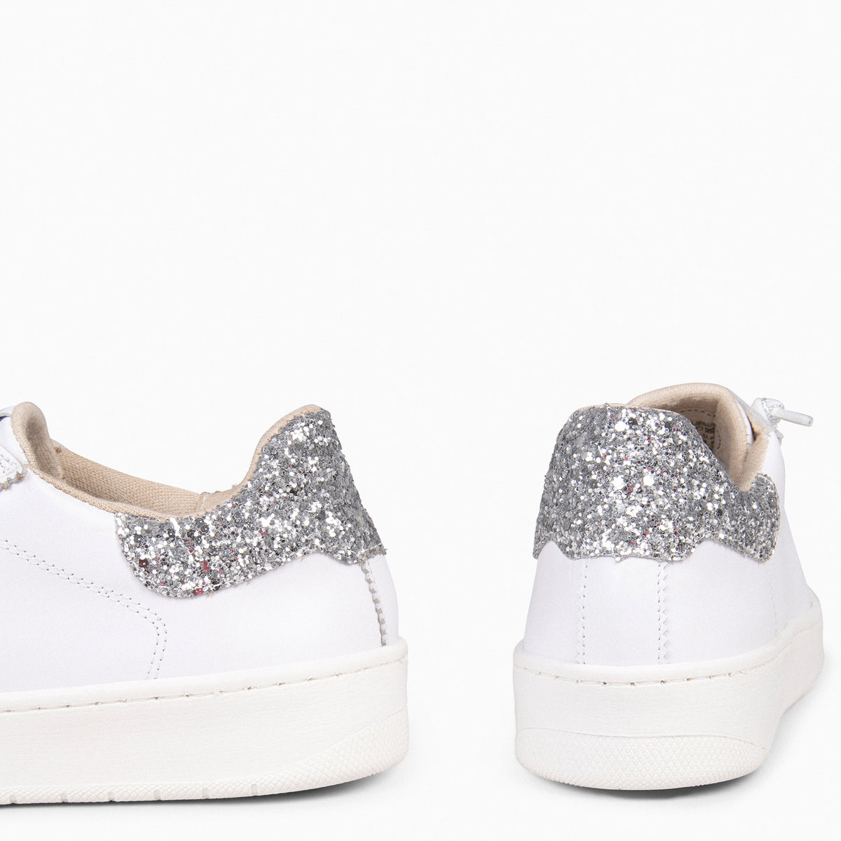 NANTES  - WHITE & SILVER SNEAKER WITH ELASTIC LACES