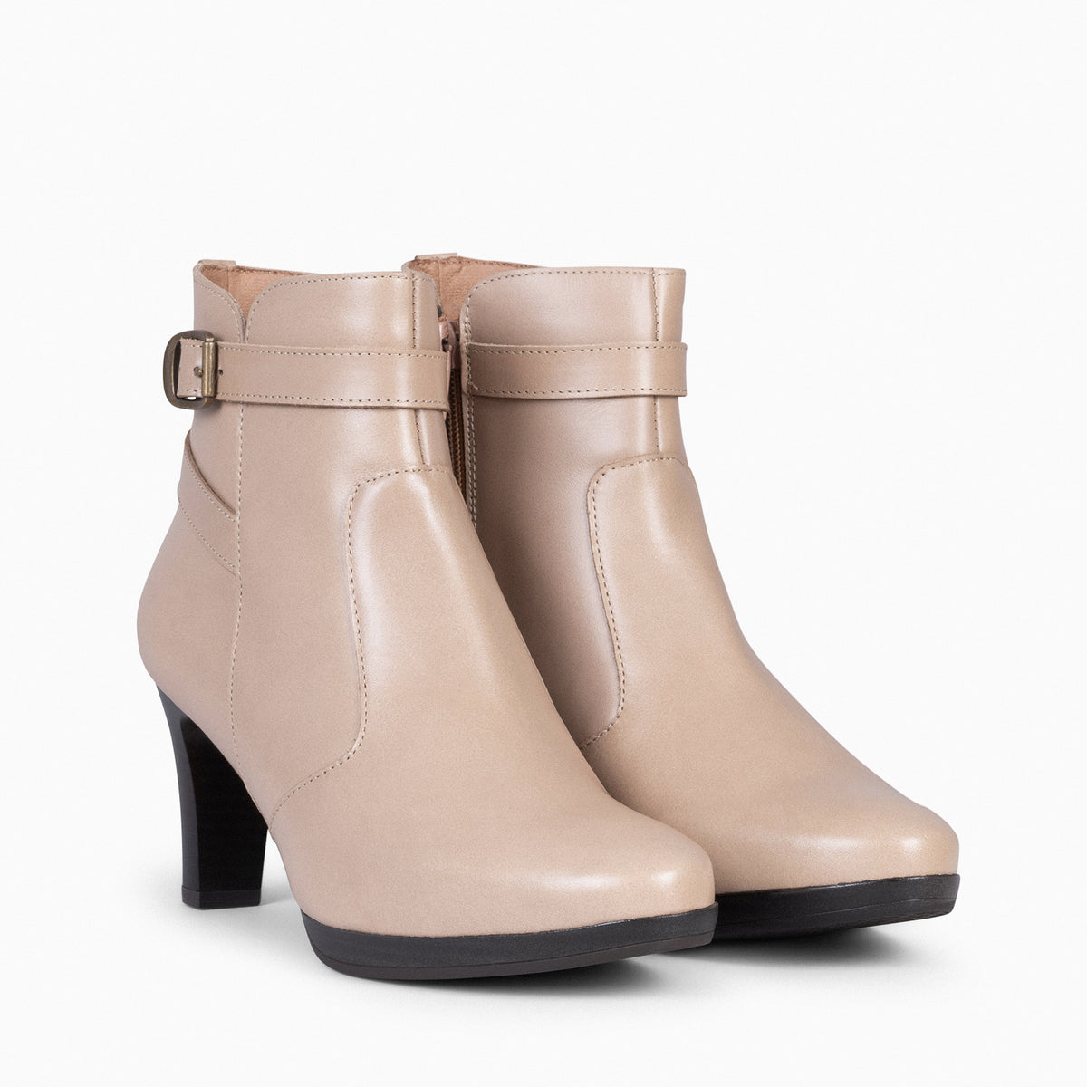 MILÁN – Botines de tacón y pulsera decorativa TAUPE