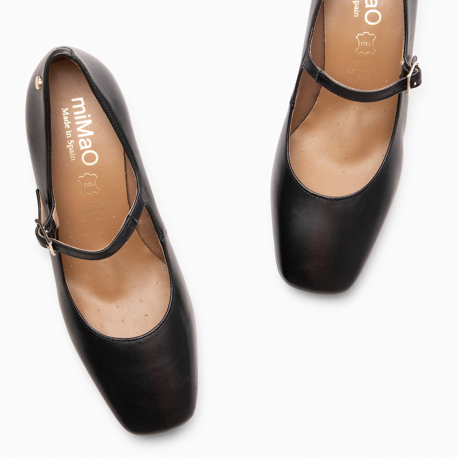 BELLA - Zapatos con pulsera y puntera cuadrada NEGRO - miMaO ®