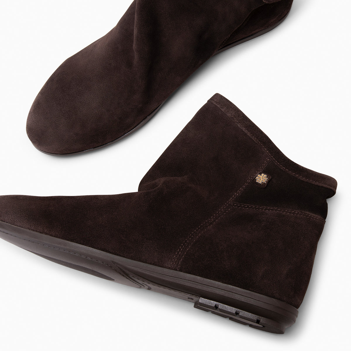 CHESS - Bottines à tige plissée en daim hydrofuge MARRON