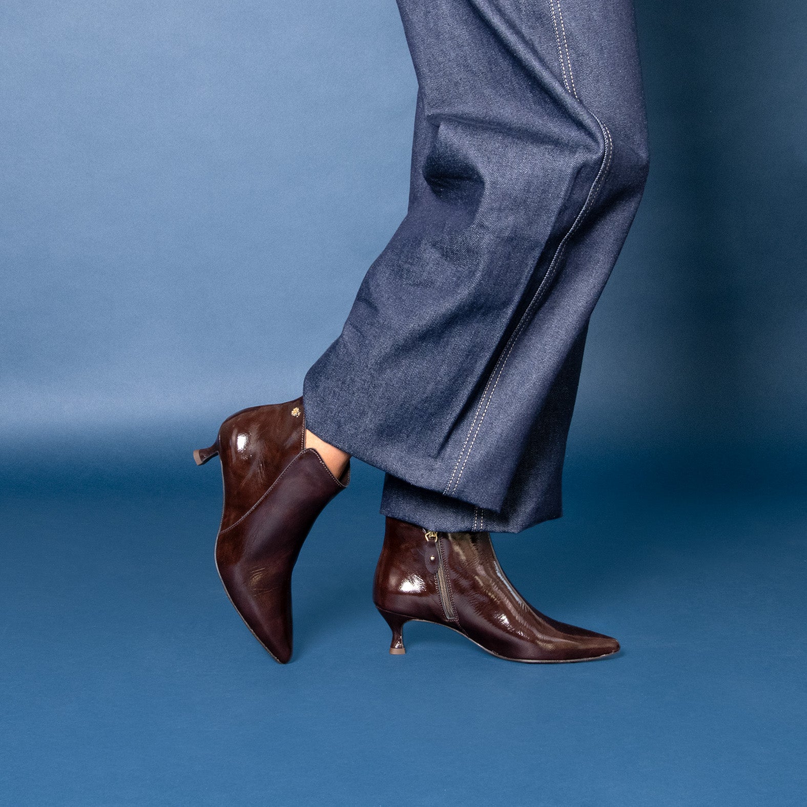 ROYAL – Botines tacón bajo MARRON - miMaO ®
